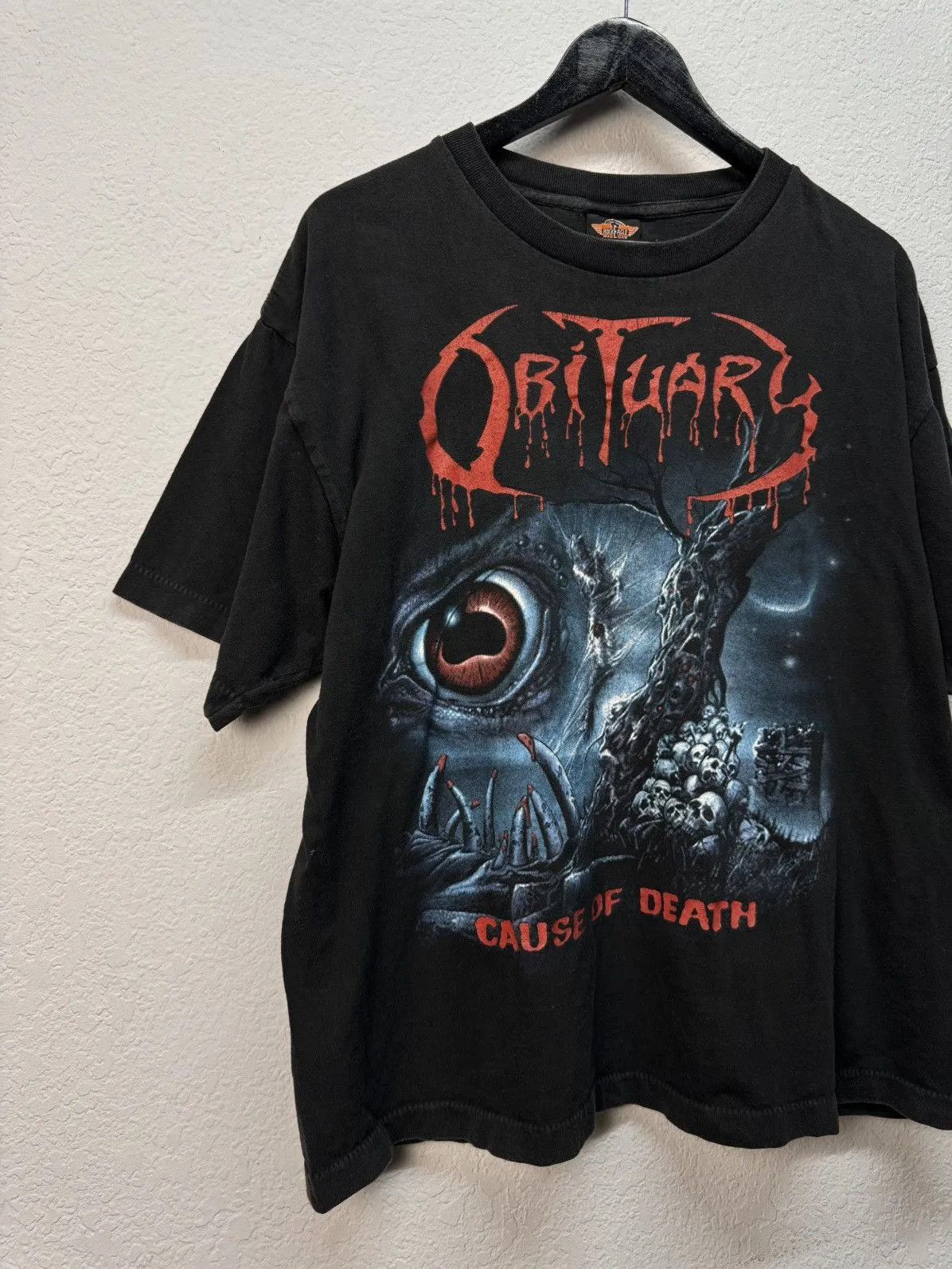 The Rolling Stones 👉 Vtg 1991 Obituary Cause of Death Blue Grape Shirt Size US L / EU 52-54 / 3 - 6 Thumbnail