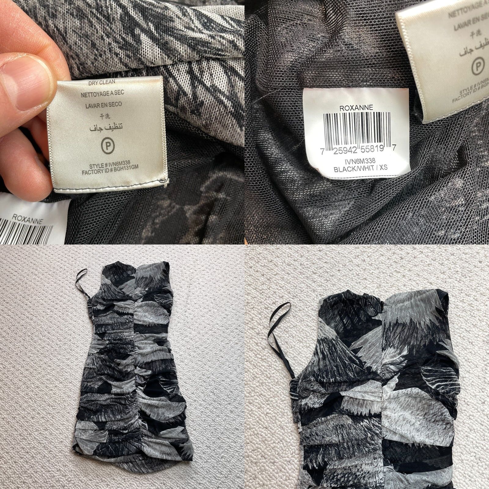 Bcbgmaxazria VINTAGE BCBGMAXAZRIA Shift Dress Womens XS Black Gray Sleeveless Roxanne Nylon Midi Dress? Size XS / US 0-2 / IT 36-38 - 8 Thumbnail