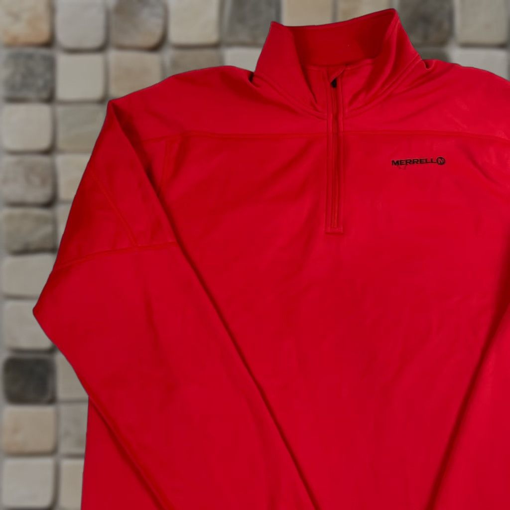 Merrell Merrell Jacket Mens Large Red Fleece Lined 1/4 Zip Pullover Outdoor Casual Coat Weather Wind-Resistant Size US L / EU 52-54 / 3 - 1 Thumbnail