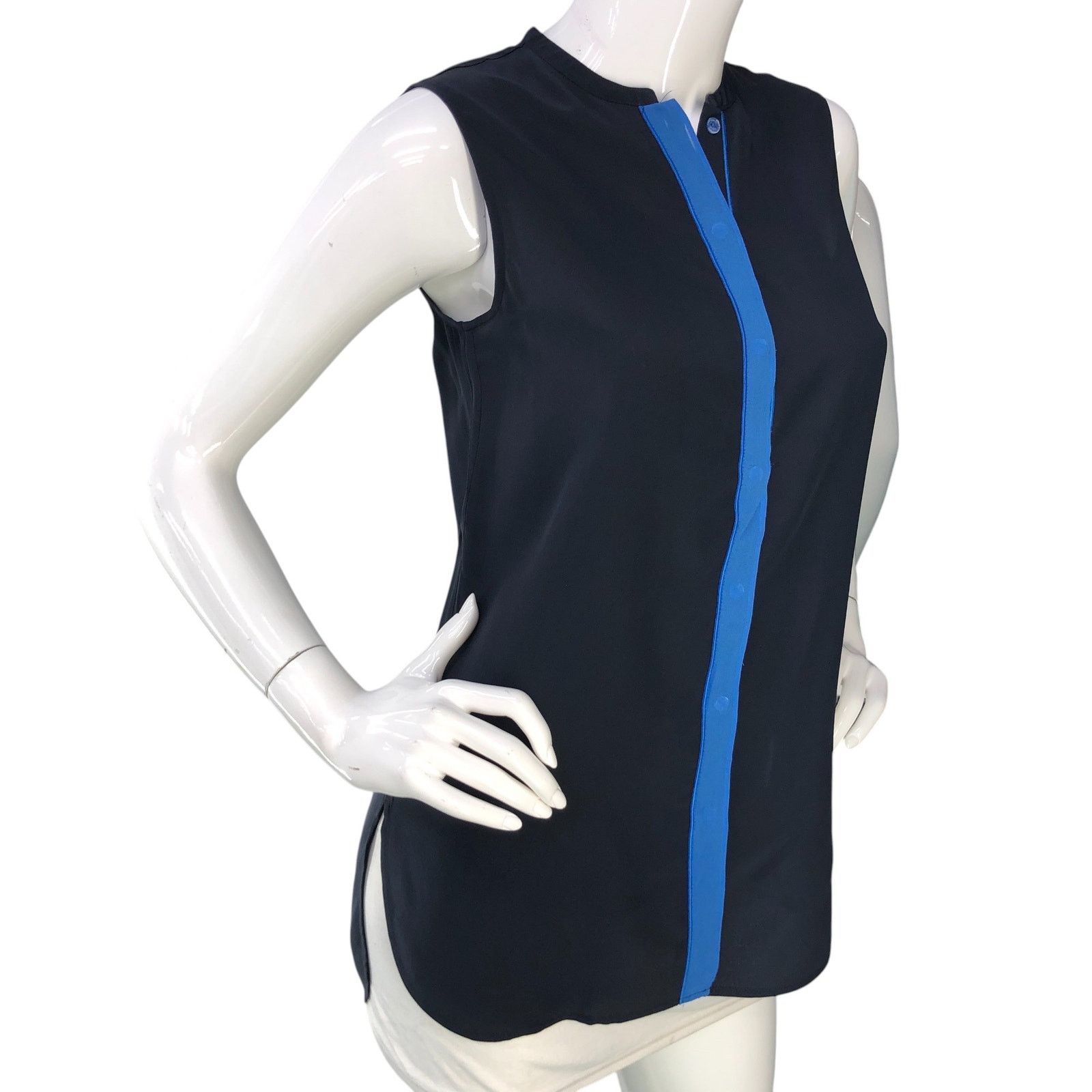 Vince Vince Size XS Tunic Top Blouse Silk Blue Two Tone Sleeveless Size XS / US 0-2 / IT 36-38 - 10 Thumbnail