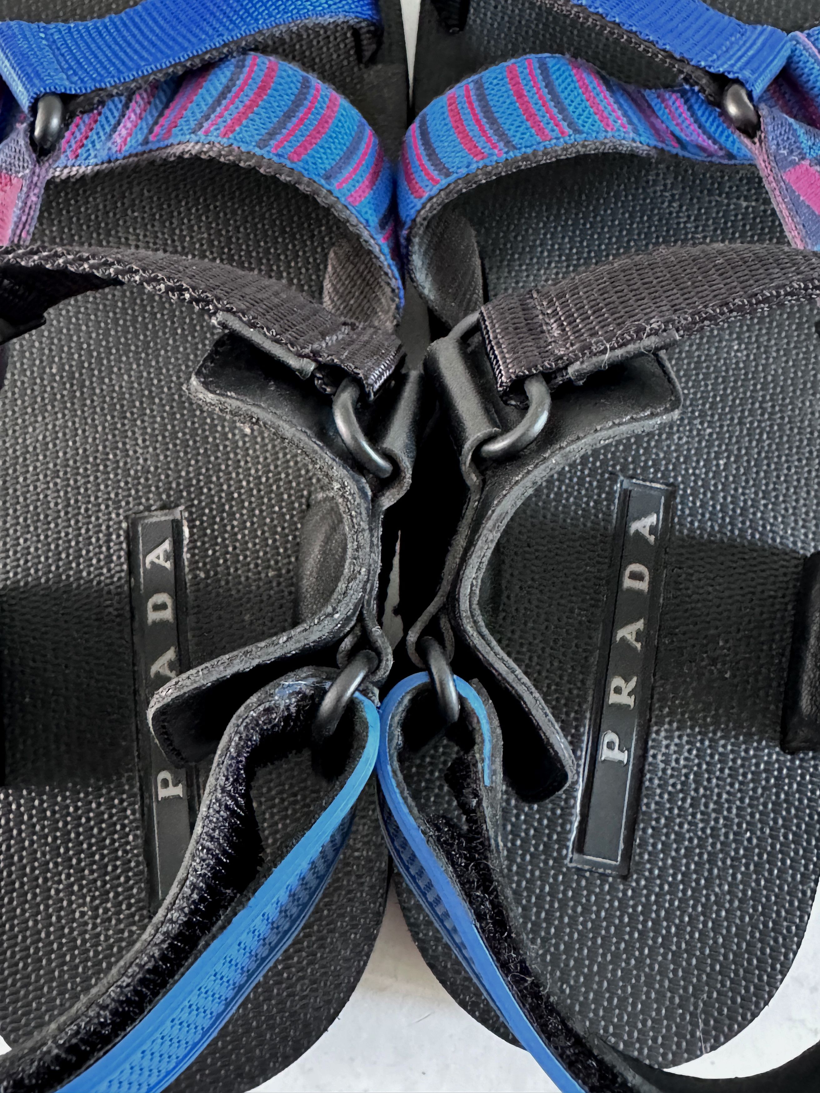 Prada PRADA Black Purple Blue Leather Synthetic Sandals 4X3212 Size US 8 / EU 41 - 4 Thumbnail