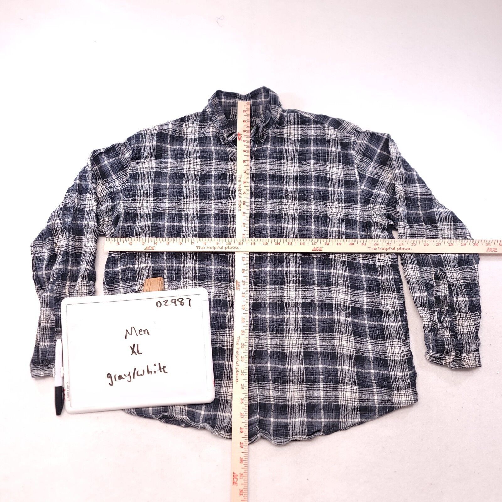 John Bartlett John Bartlett Tartan Flannel Shirt Mens Size XL Gray White Size US XL / EU 56 / 4 - 6 Thumbnail