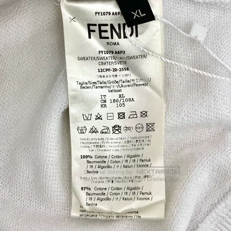 Fendi Fendi White Logo Letter Raised Cotton Crew Neck Long-Sleev Size US XL / EU 56 / 4 - 8 Thumbnail