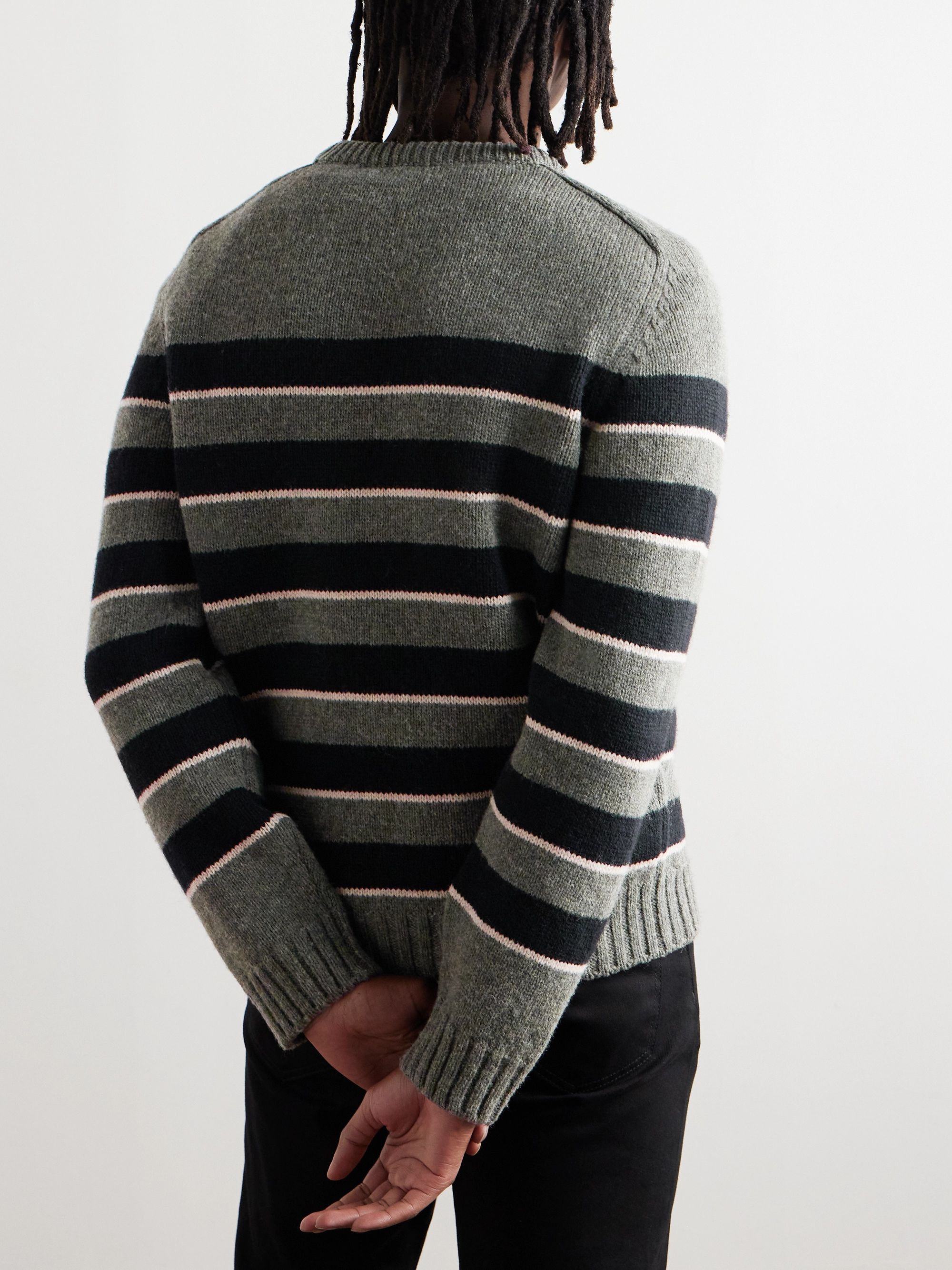 Celine CELINE Hedi Slimane logo embroidered striped wool sweater q Size US L / EU 52-54 / 3 - 3 Thumbnail