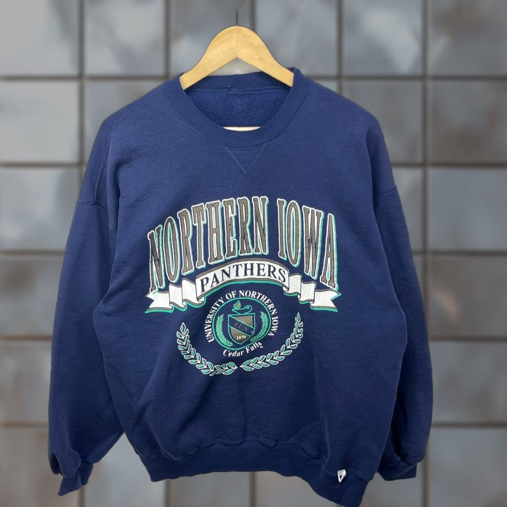 Russell Athletic VINTAGE Russell Athletic Sweatshirt Shirt 90s Men XL Blue Panthers University Cotton Crew Neck Pullover Long Sleeve Winter Fall Spring 90s Mens Size US XL / EU 56 / 4 - 1 Thumbnail