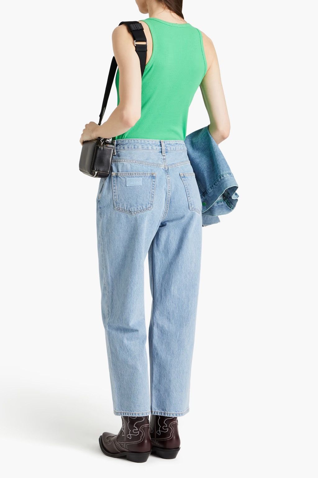 Ganni GANNI Cropped high-rise straight-leg jeans Light denim 30W Size 30" / US 8 / IT 44 - 2 Thumbnail