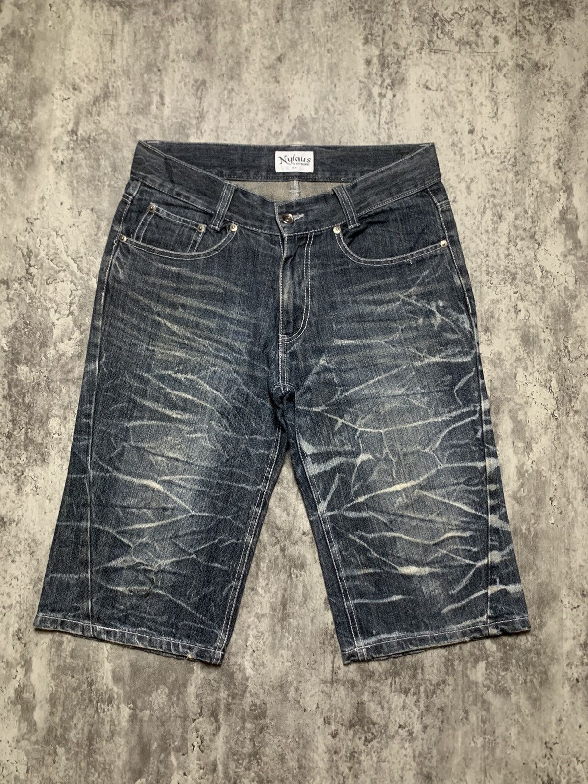 Tornado Mart Nylaus Japanese Clawmark Acid Wash Jorts Size US 31 - 4 Thumbnail
