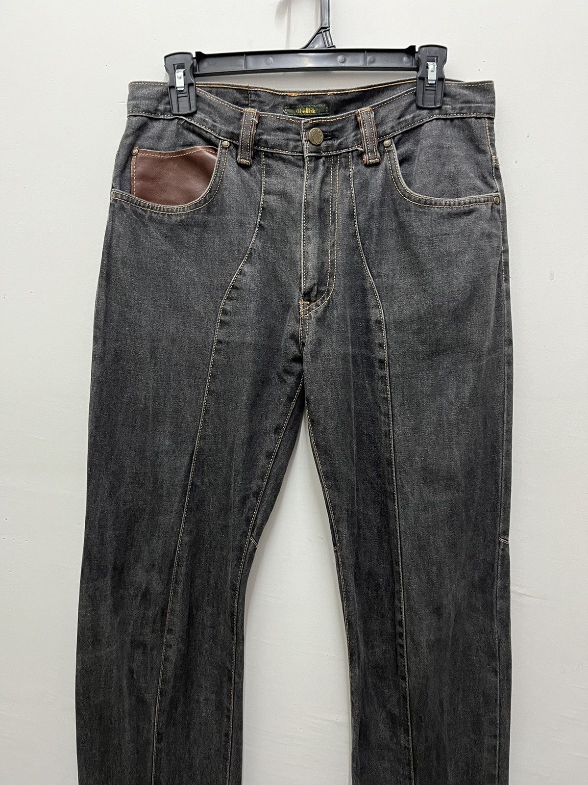 Japanese Brand Vintage Obelisk Custom Leather Denim Size US 31 - 3 Thumbnail