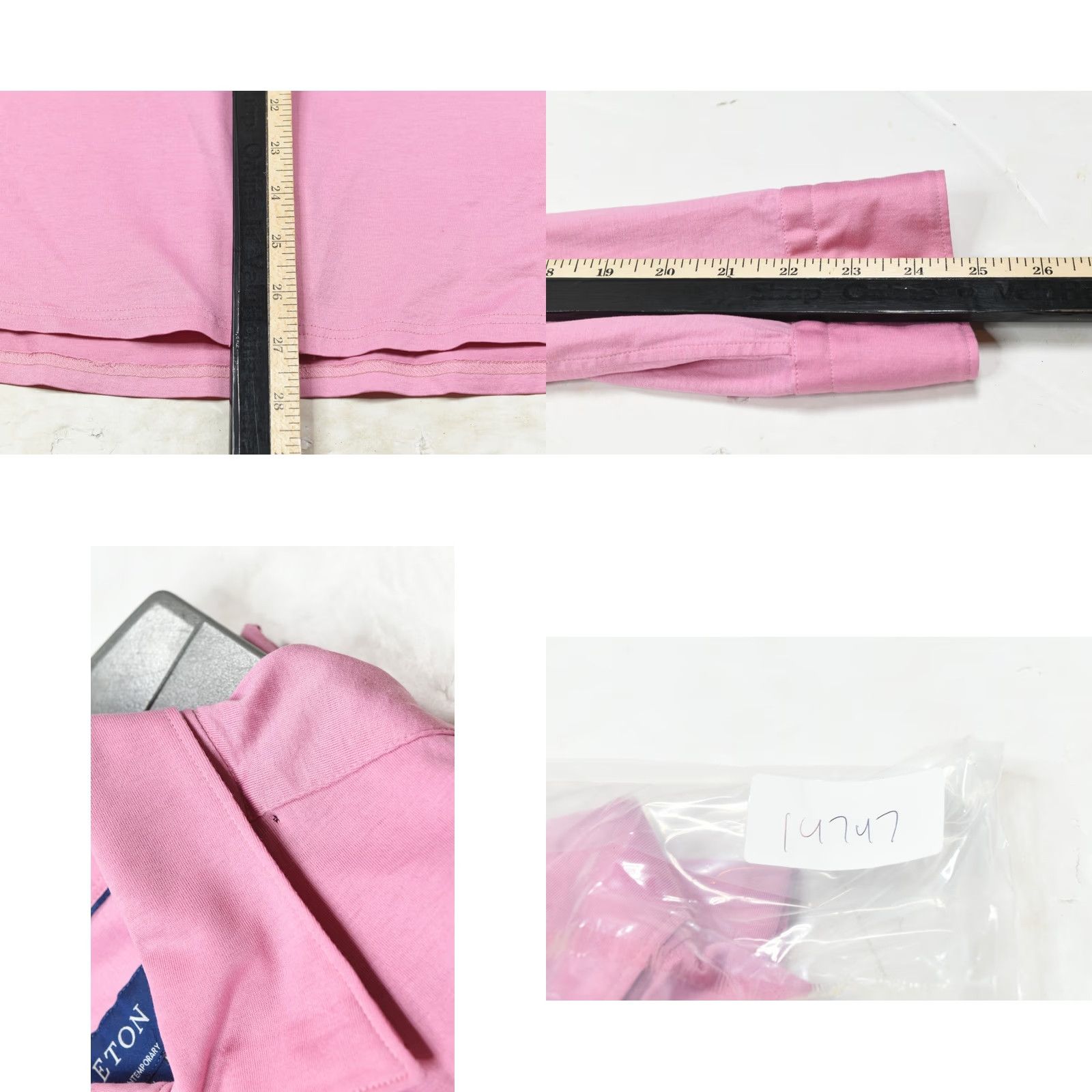 Eton ETON Contemporary Shirt Mens XL Pink Long Sleeve Button-Up Cotton Jersey Size US XL / EU 56 / 4 - 9 Thumbnail