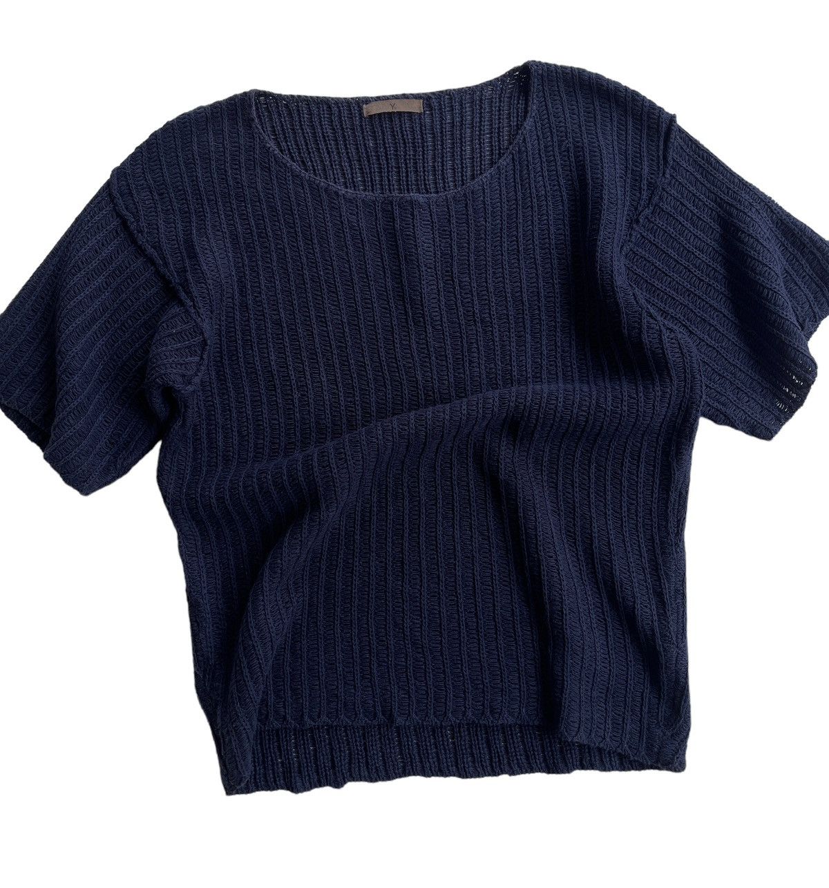 image of YS x YS Yamamoto Yohji Yamamoto Cable Knit Shirt in Dark Blue, Men's (Size Medium)