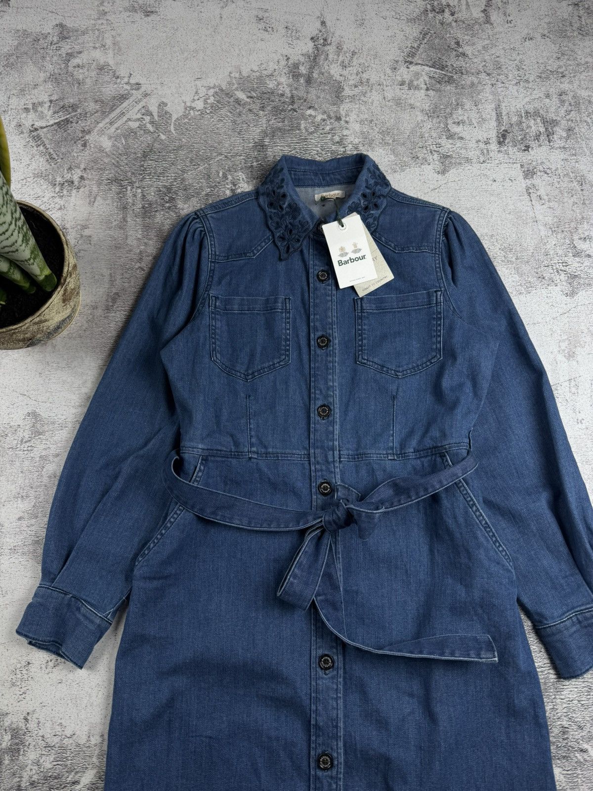 Barbour NEW Barbour Longfield Coast Waist Dress Women’s US 8 Blue Denim Jeans Trench Size M / US 6-8 / IT 42-44 - 5 Thumbnail