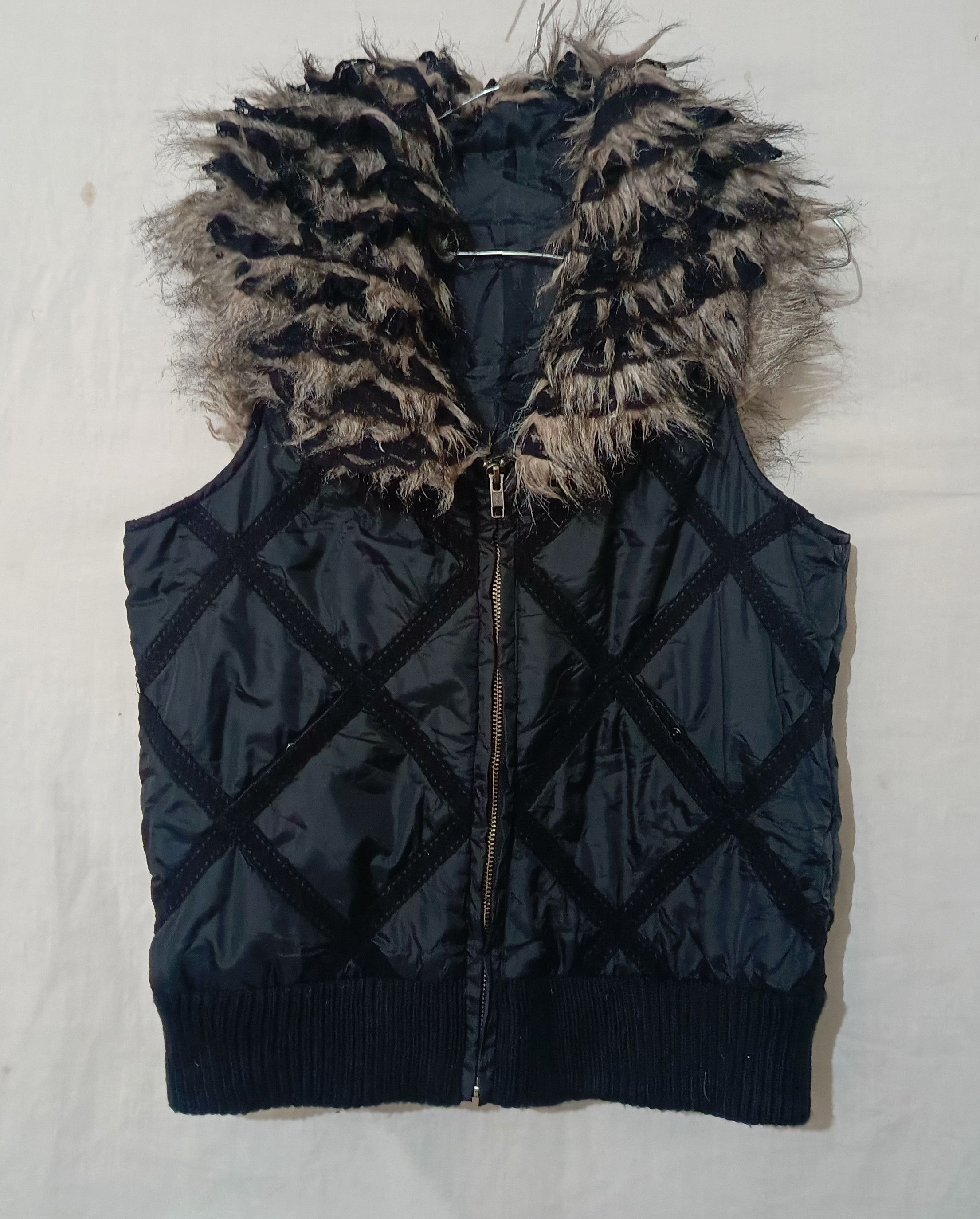 14th Addiction Fur Lace Vests Puffer black Distressed Japanese Pank Size M / US 6-8 / IT 42-44 - 1 Thumbnail