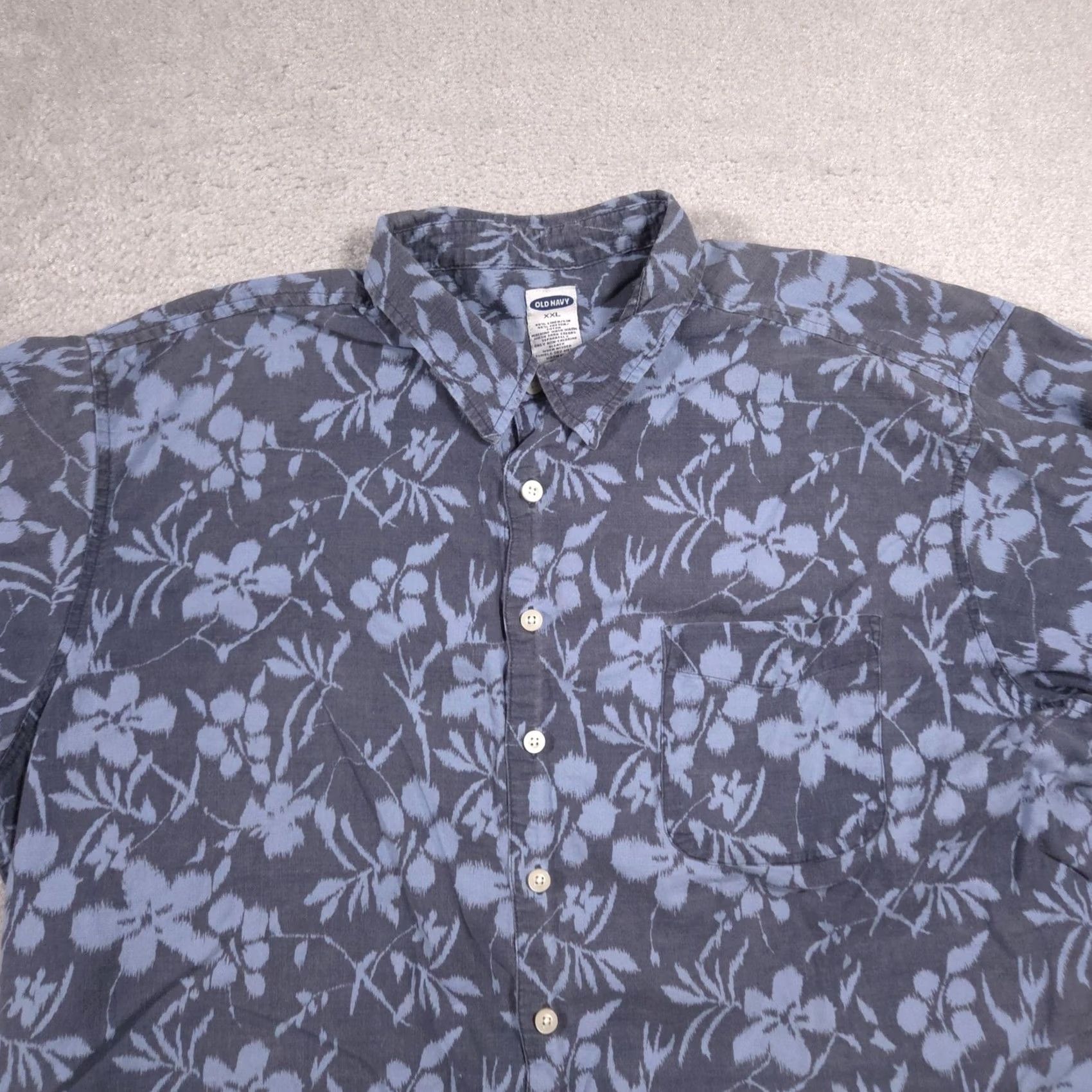 Old Navy Old Navy Shirt Mens 2XL Blue Floral Linen Button Front Short Sleeve Casual Size US XXL / EU 58 / 5 - 4 Thumbnail