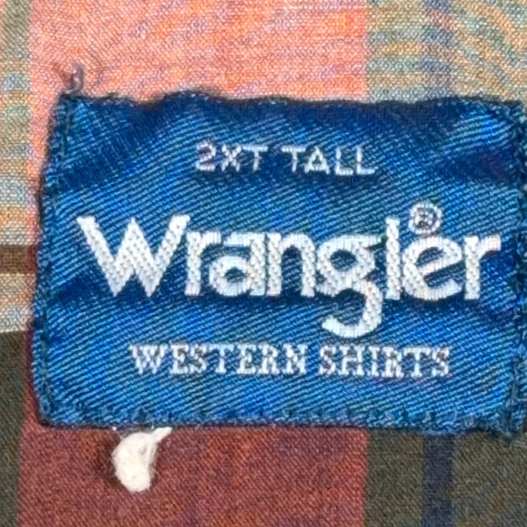 Wrangler VINTAGE Wrangler Western Shirt 2XLT Adult Brown Plaid Pearl Snap 90s Cowboys Mens Shirt Size US XXL / EU 58 / 5 - 6 Thumbnail