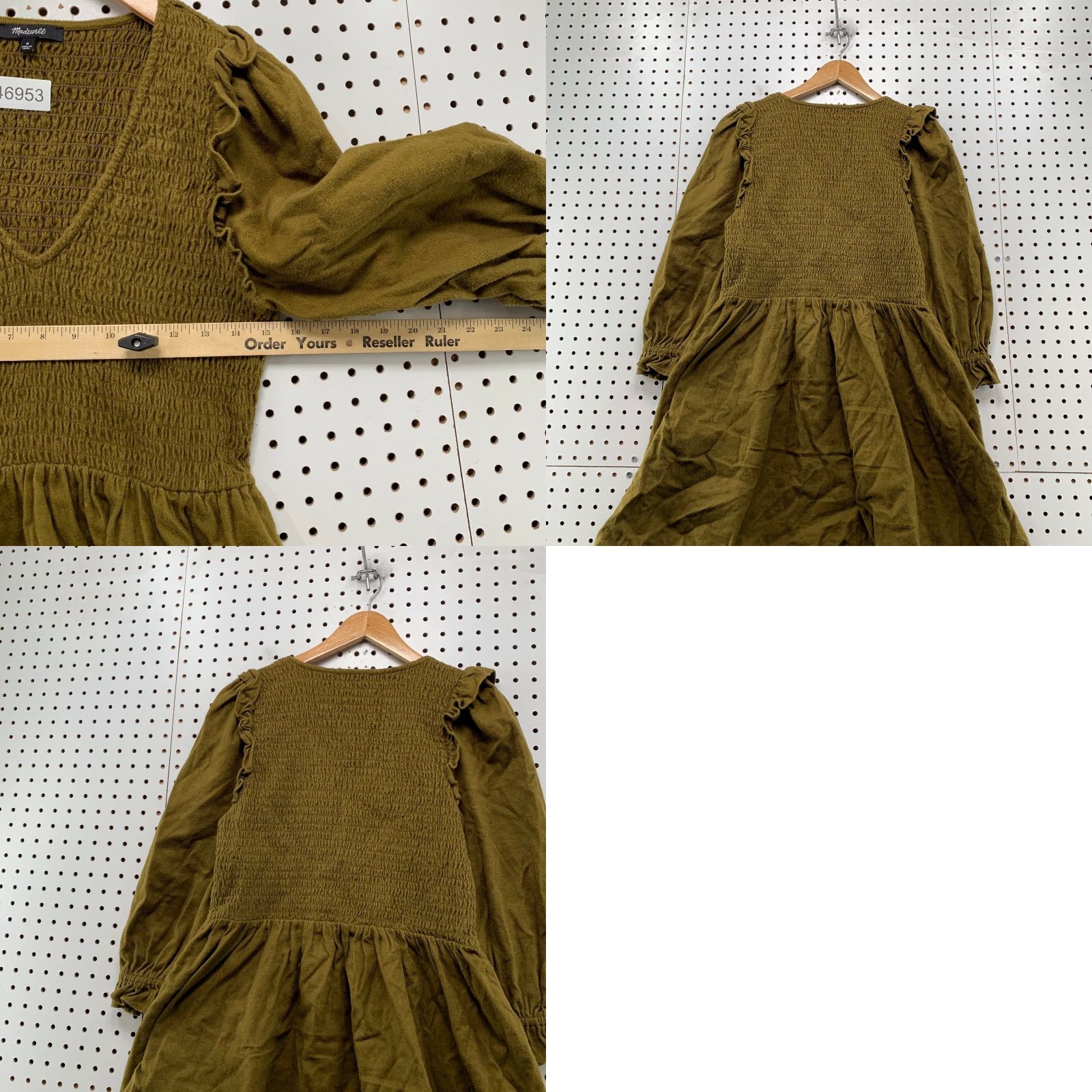 Madewell Madewell Dress Women's Smocked V-Neck Mini Cottagecore Green Size M / US 6-8 / IT 42-44 - 9 Thumbnail
