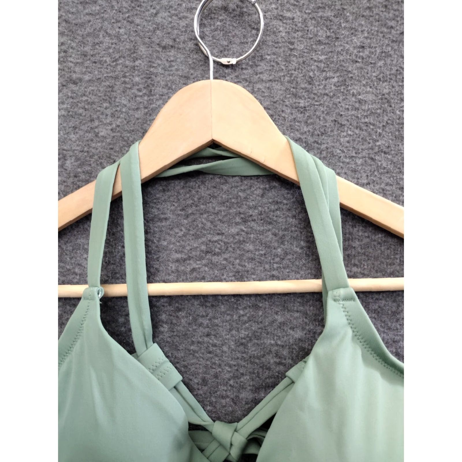 Vintage Shade & Shore Bikini Top Women's Green Keyhole Spaghetti Padded DD 36DD Beach Leopard Nylon Polyester Spandex Top Size XS / US 0-2 / IT 36-38 - 7 Thumbnail