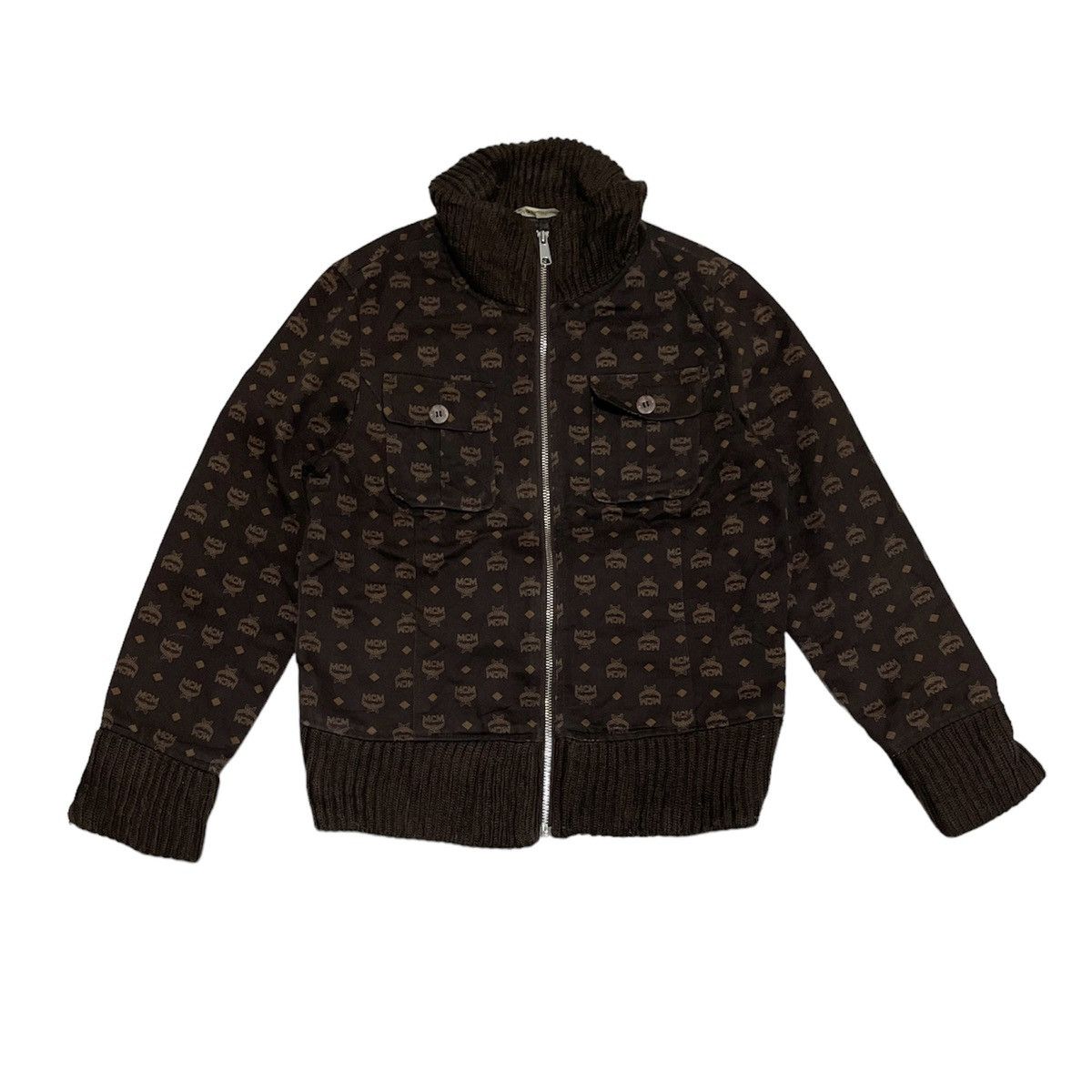 image of Vintage MCM Monogram Bomber Jacket in Brown, Men's (Size XS)