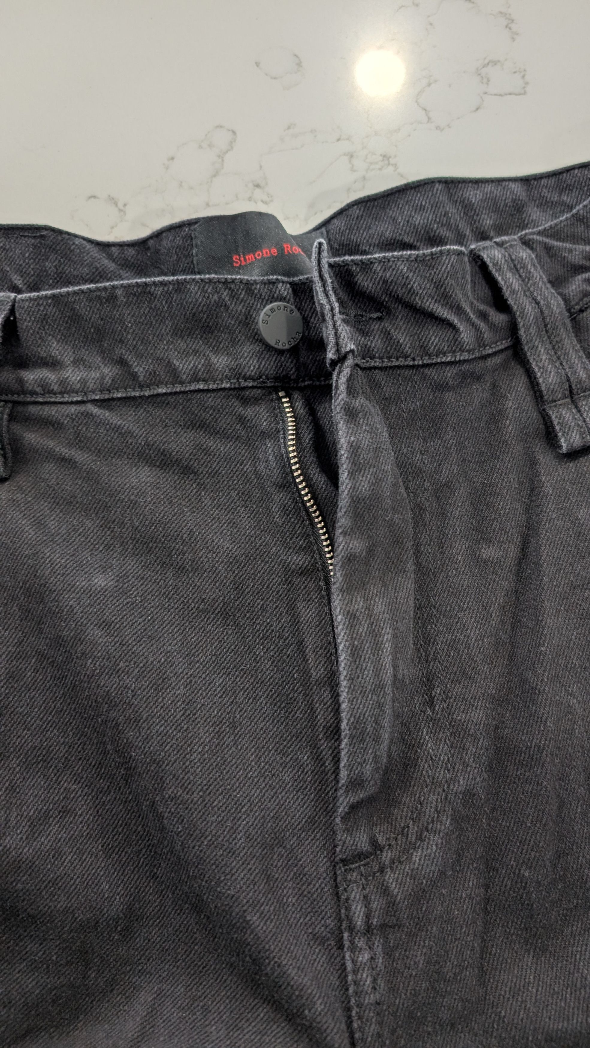Simone Rocha SIMONE ROCHA Mens Black Wide Leg Puddle Jeans Rhinestone Size US 35 - 6 Thumbnail