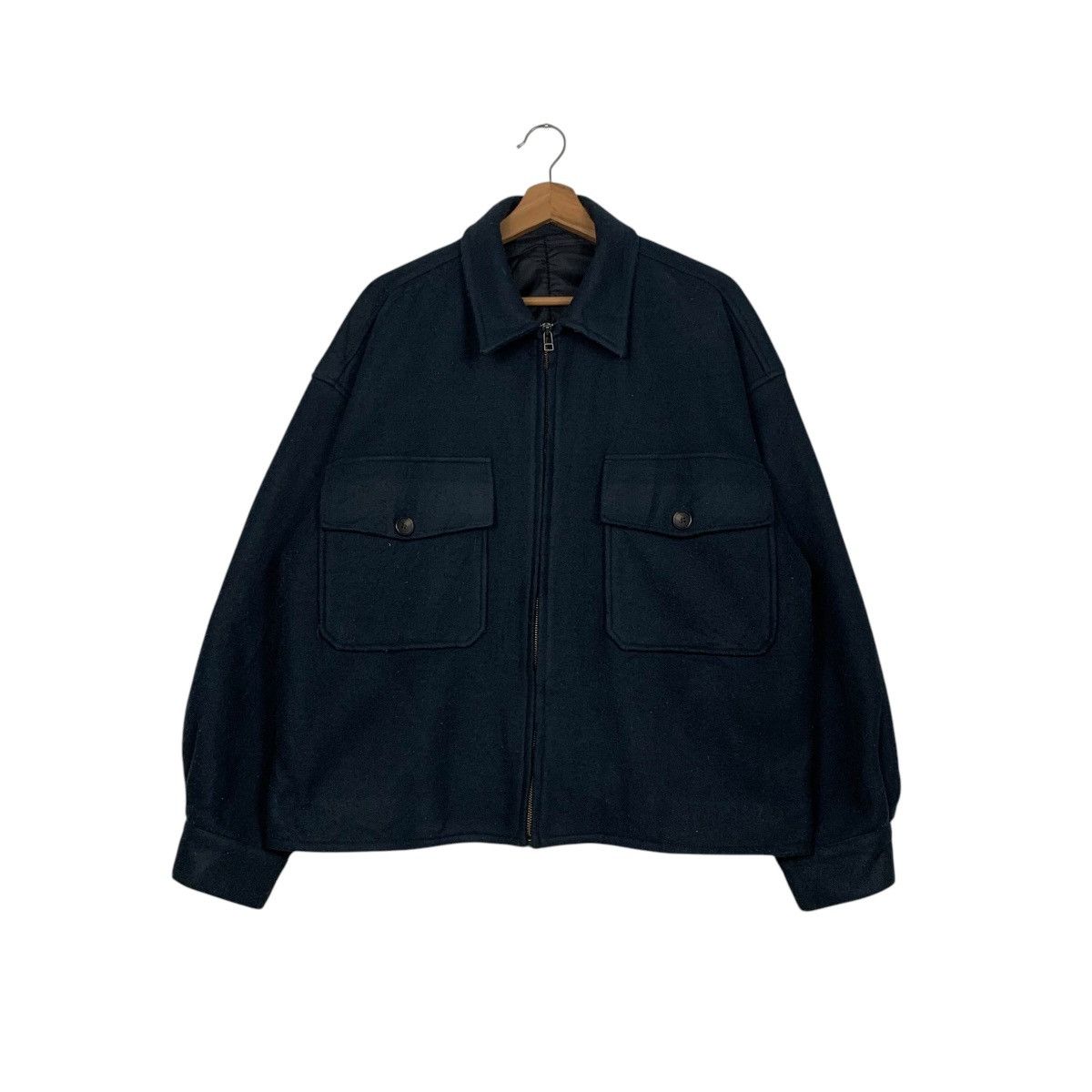 Japanese Brand SENSE OF PLACE Wool Blend Shacket Oversized #2775-C125 Size US M / EU 48-50 / 2 - 1 Thumbnail