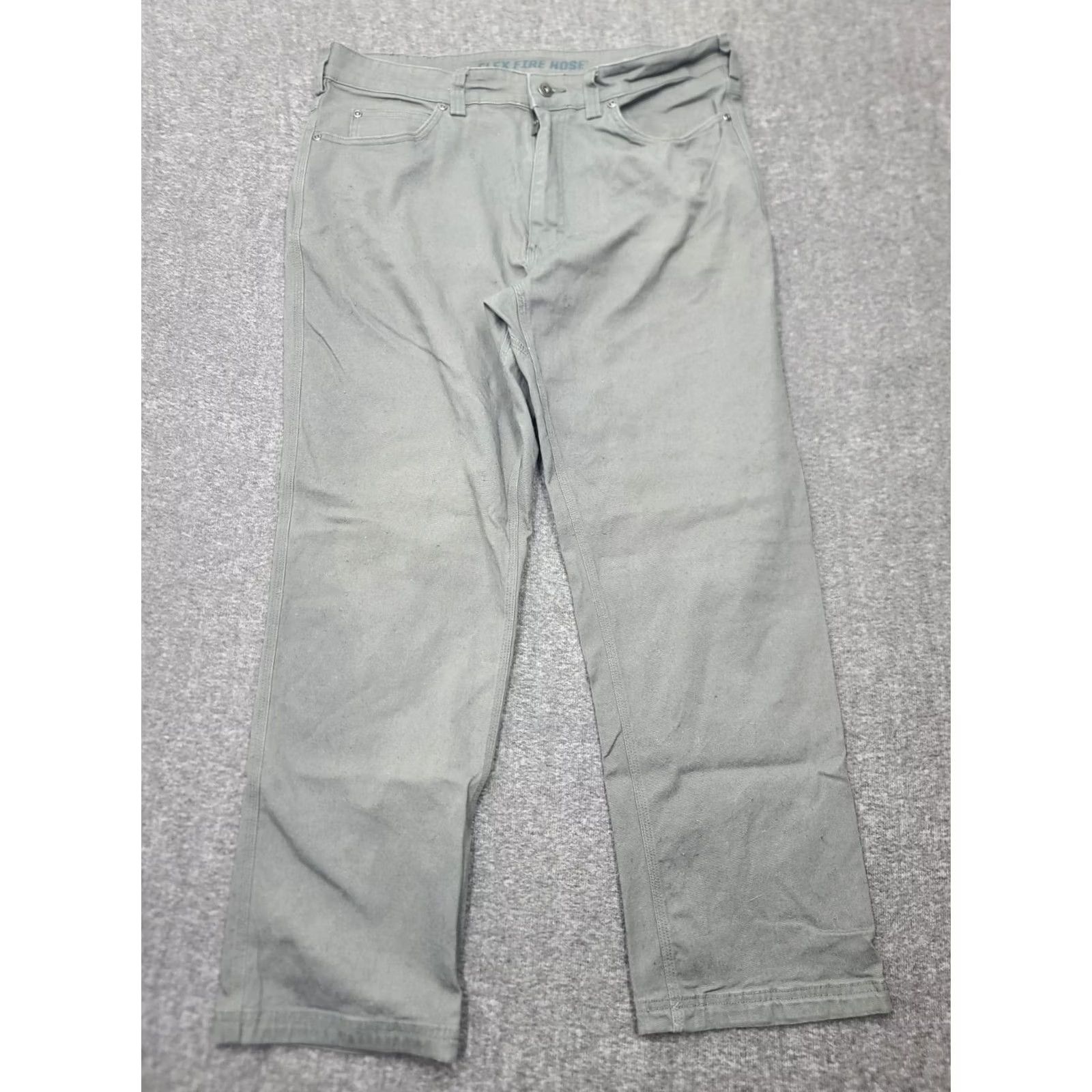 CO Duluth Trading Co Flex Fire Hose Pants Grey Work Canvas Mens 36x30 Relaxed Fit 5-Pocket Cargo Pocket Canvas Cotton Spandex Workwear Size US 36 / EU 52 - 2 Thumbnail