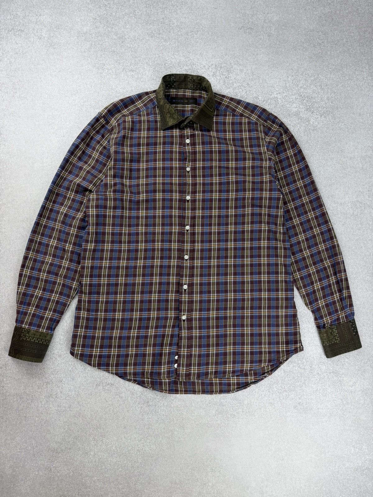 Etro Milano Cotton Long Sleeve Shirt Size 41