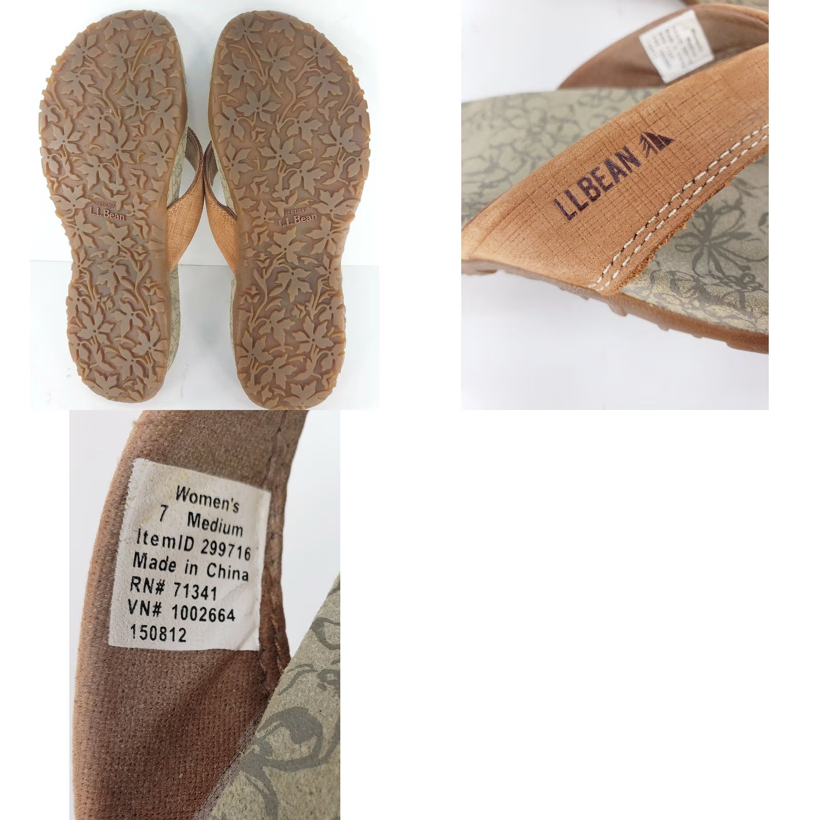 Vintage L.L. Bean Women'S 7M Light Brown Run About Flip Flop Thong Sandals 299716 Sandals Casual Comfort Motion Control Slip On Flat 7M Womens Size US 7 / IT 37 - 8 Thumbnail
