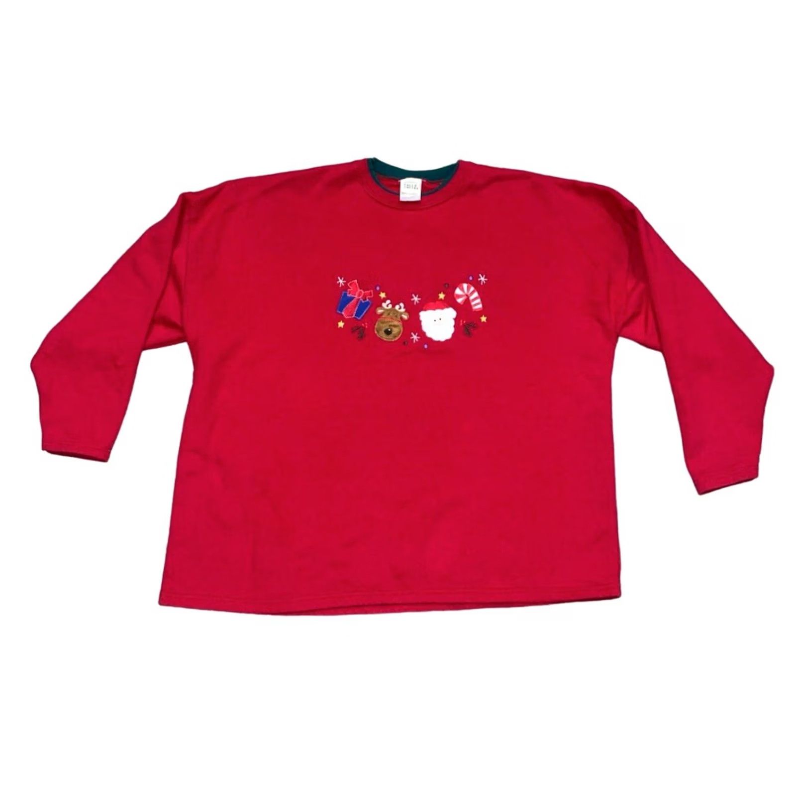 Vintage VINTAGE Falls Creek Christmas Sweatshirt Women’s 2X Red Embroidered Santa Reindeer Holiday Ugly Sweater Crew Neck Long Sleeve Pullover Size XXL / US 16-18 / IT 52-54 - 4 Thumbnail