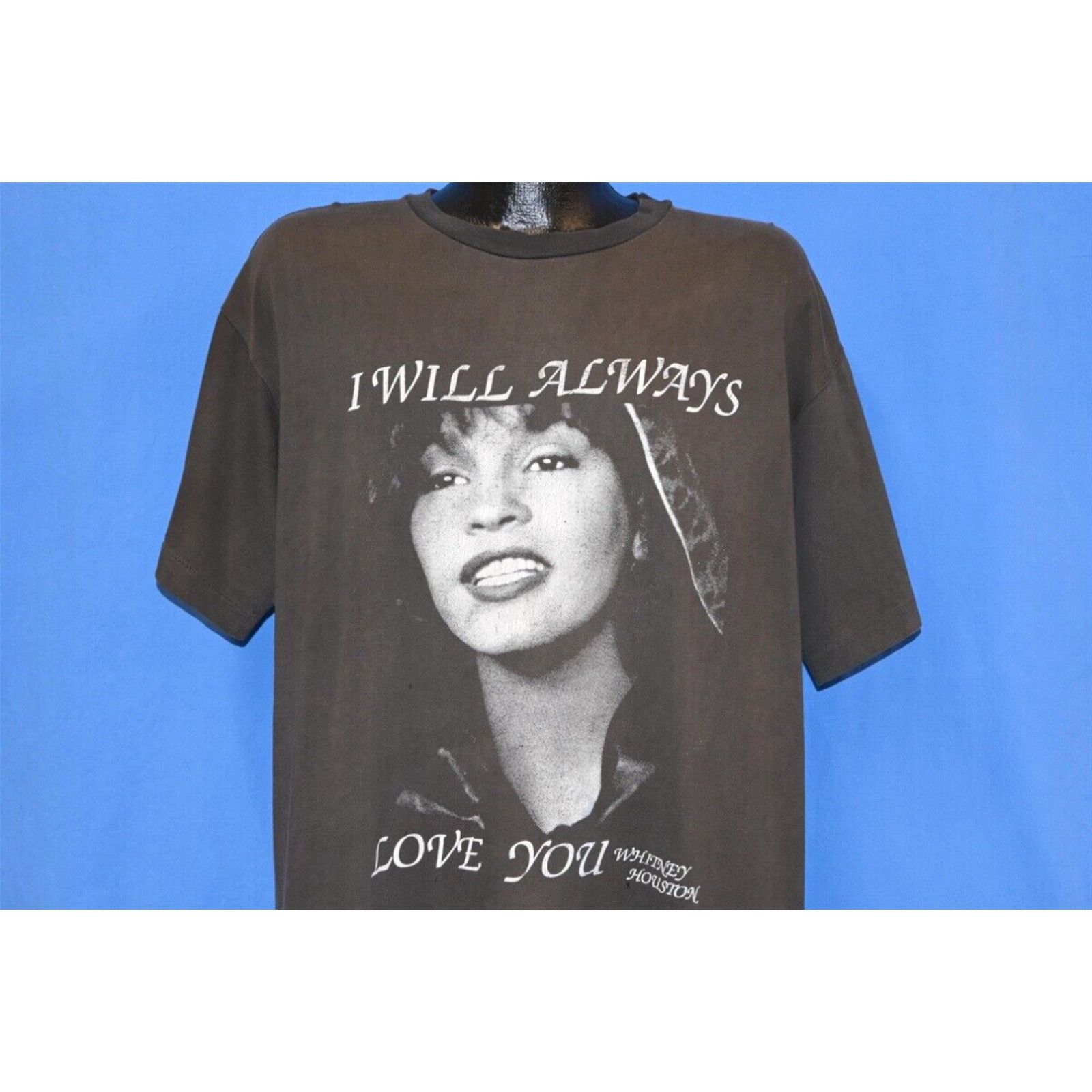 Image of Vintage VTG 90's Whitney Houston I Will Always Love You Bodyguard Distressed T-Shirt XL in White