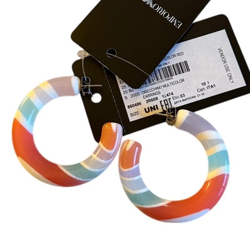 Emporio Armani Emporio Armani NWB Orecchino Multicolor Hoop Earrings Size ONE SIZE - 4 Thumbnail