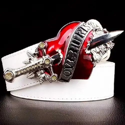 Other Silver Color White Belt Love Hunter Belt Size ONE SIZE - 1 Thumbnail