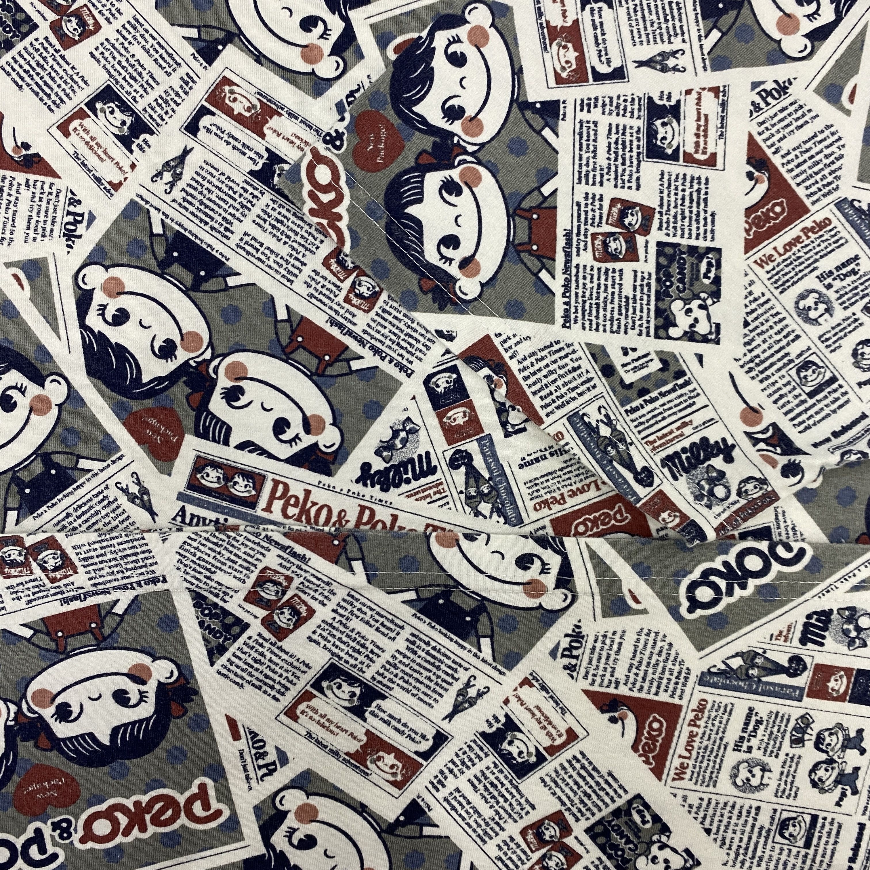 Japanese Brand Vintage Peko-chan Newspaper Pattern T-Shirt - K081 Size US XL / EU 56 / 4 - 5 Thumbnail