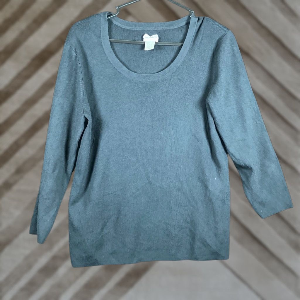 Vintage Chicos Womens Shirt Black 3/4 Sleeve Scoop Neck Stretch L Size L / US 10 / IT 46 - 1 Thumbnail