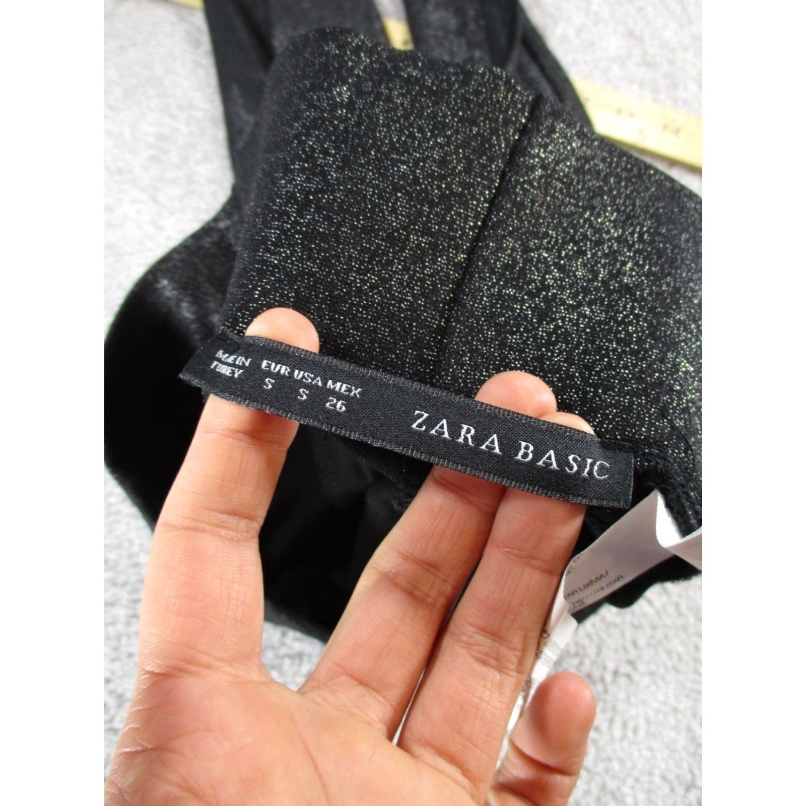 Zara Zara Basic Leggings Womens Small Black Glitter Size 28" / US 6 / IT 42 - 7 Thumbnail