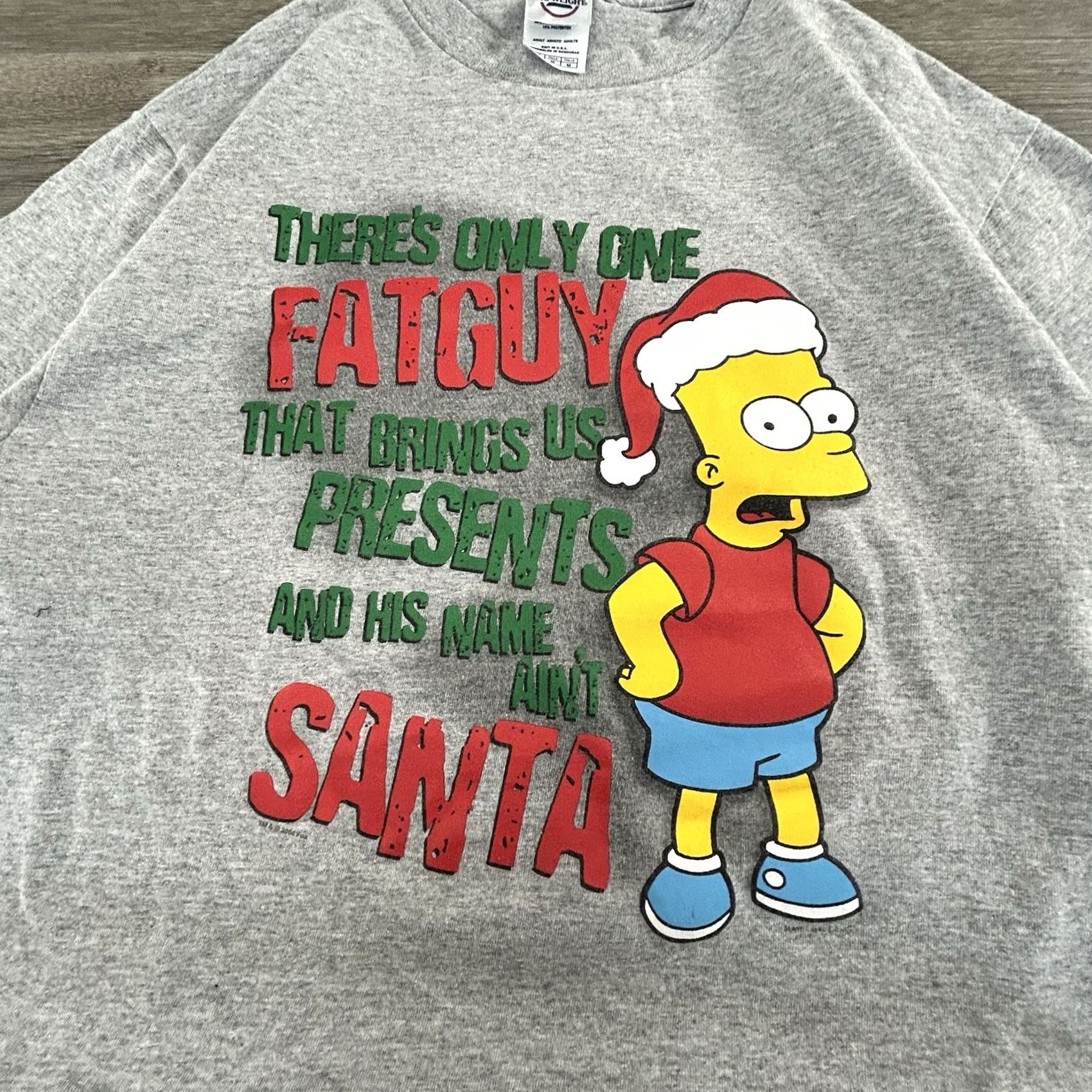 Delta VINTAGE Delta Bart Simpson Christmas Shirt Adult Medium Gray Cotton Blend Graphic Tee 2000s Santa Santa Claus TV The Simpsons Mens Size US M / EU 48-50 / 2 - 3 Thumbnail