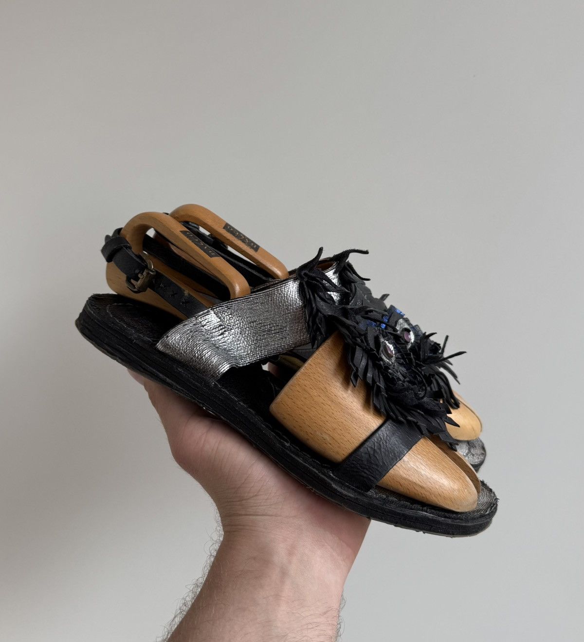 A.S.98 A.S. 98 Airstep Black/Silver Leather Sandals AvantGarde Size US 9 / IT 39 - 2 Thumbnail