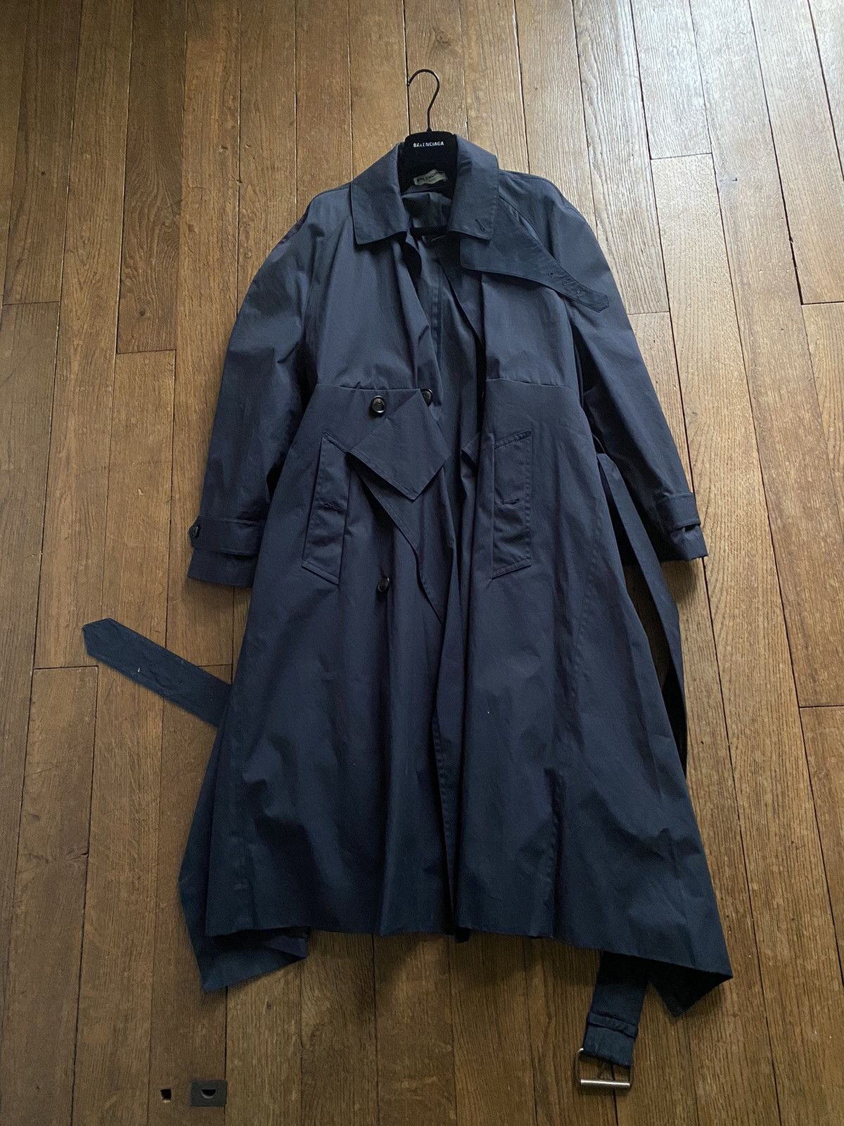 image of Balenciaga Trench Coat Oversize Fit in Black, Women's (Size Small)