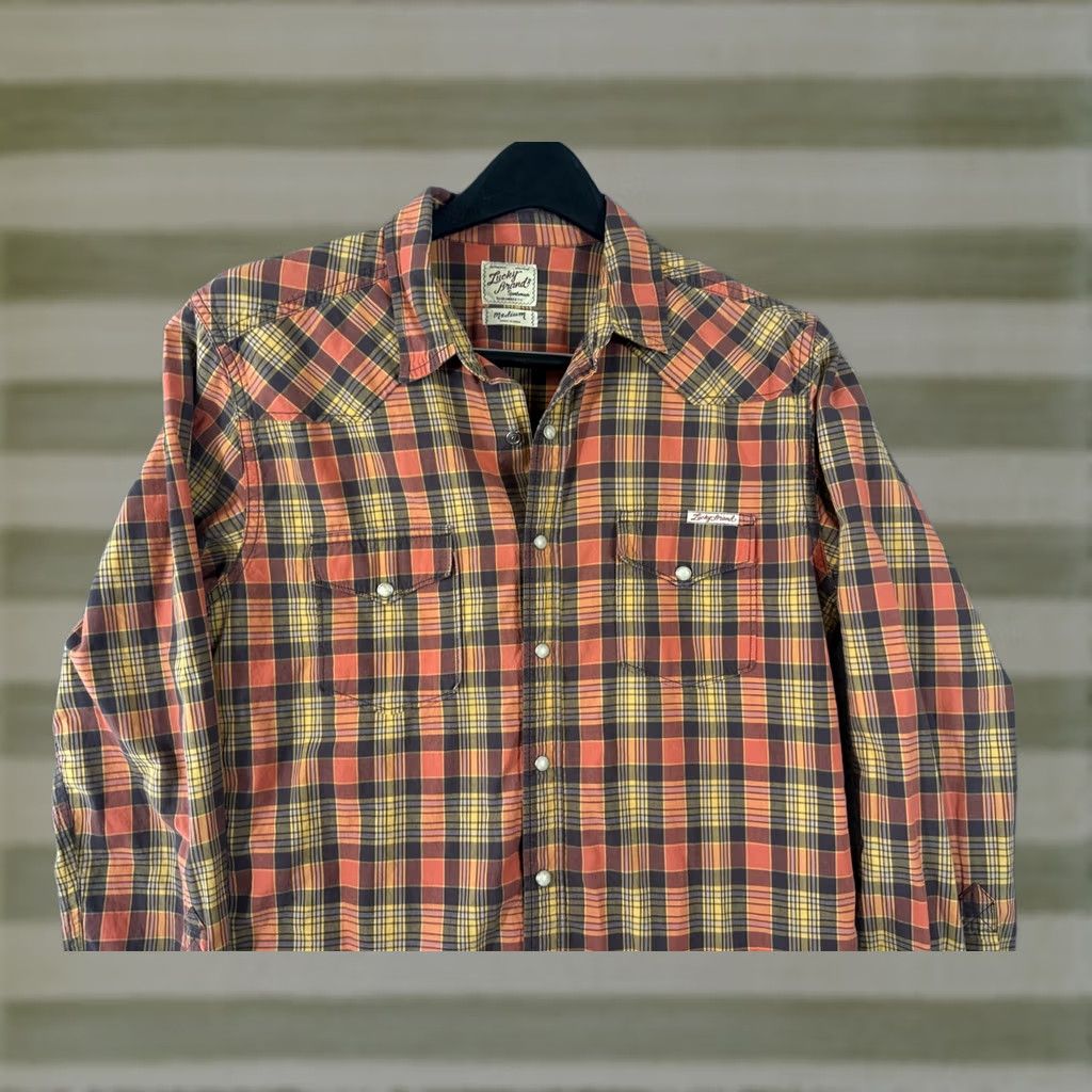 Lucky Brand Lucky Brand Western Shirt Mens M Multicolor Plaid Pearl Snap Front Flap Pocket Long Sleeve Shirts Size US M / EU 48-50 / 2 - 1 Thumbnail