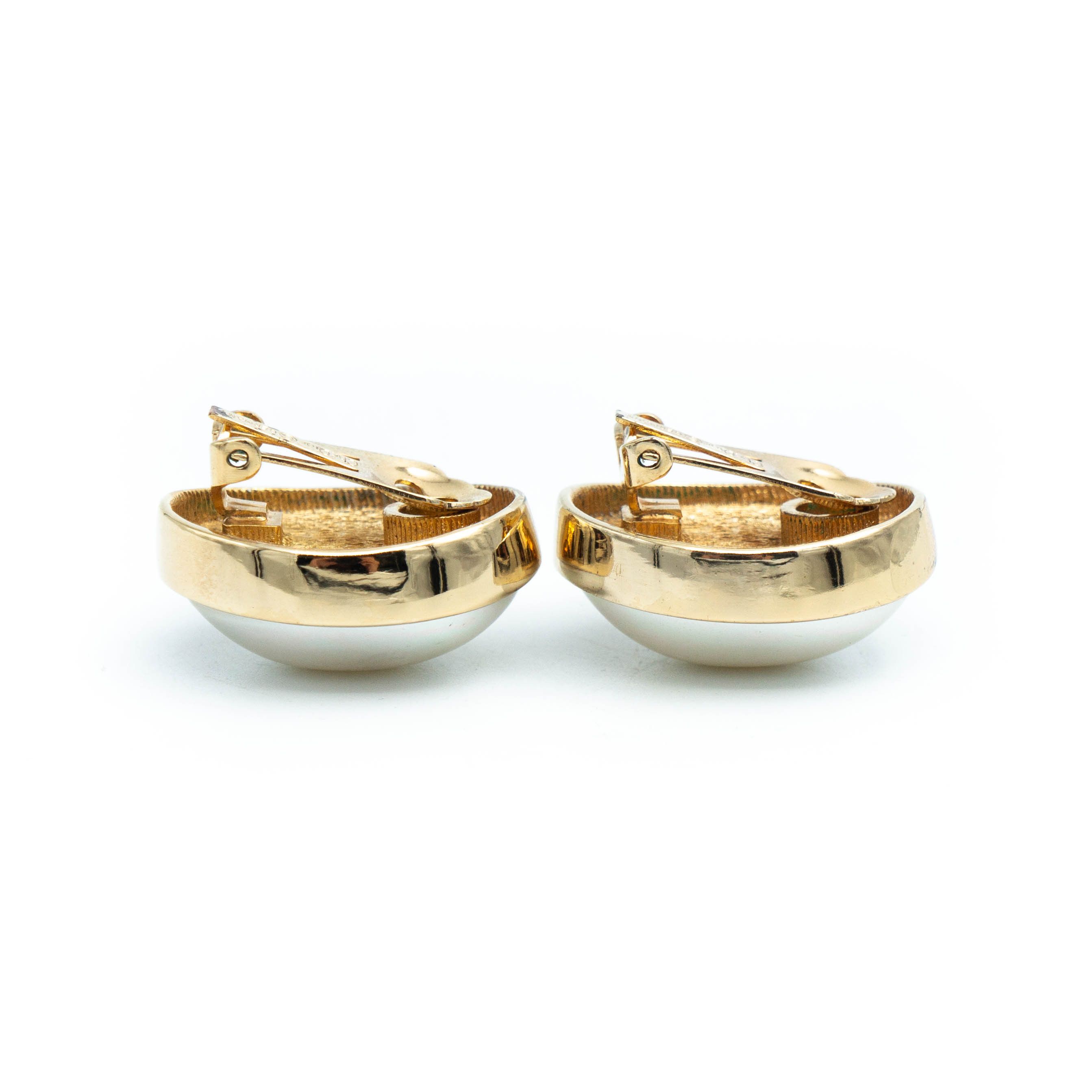 Christian Dior Monsieur × Dior × Vintage Christian DIOR Faux Pearl Oval Clip On Earrings Vintage 80s Size ONE SIZE - 4 Thumbnail