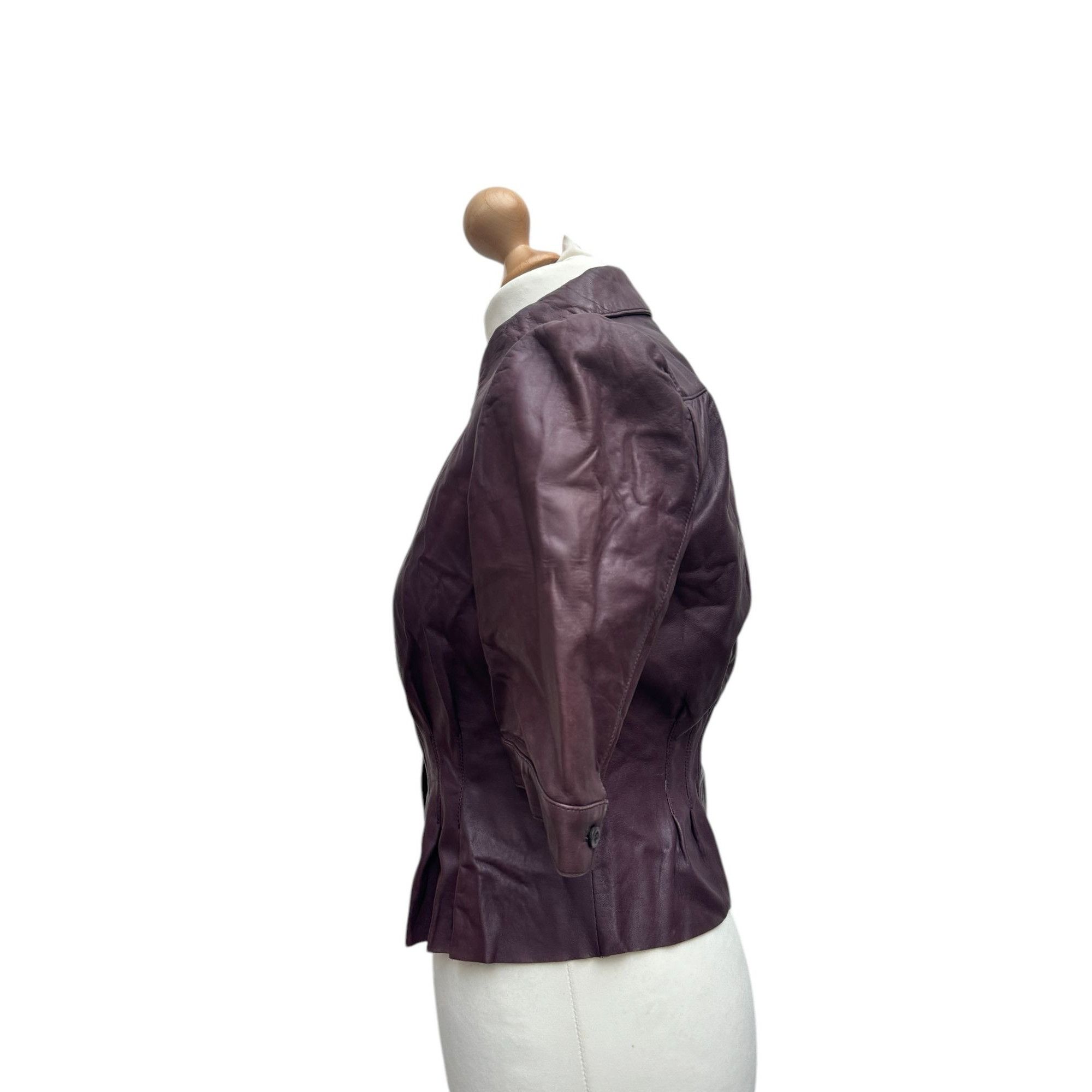 Prada Burgundy Leather Blouse Size M / US 6-8 / IT 42-44 - 7 Thumbnail