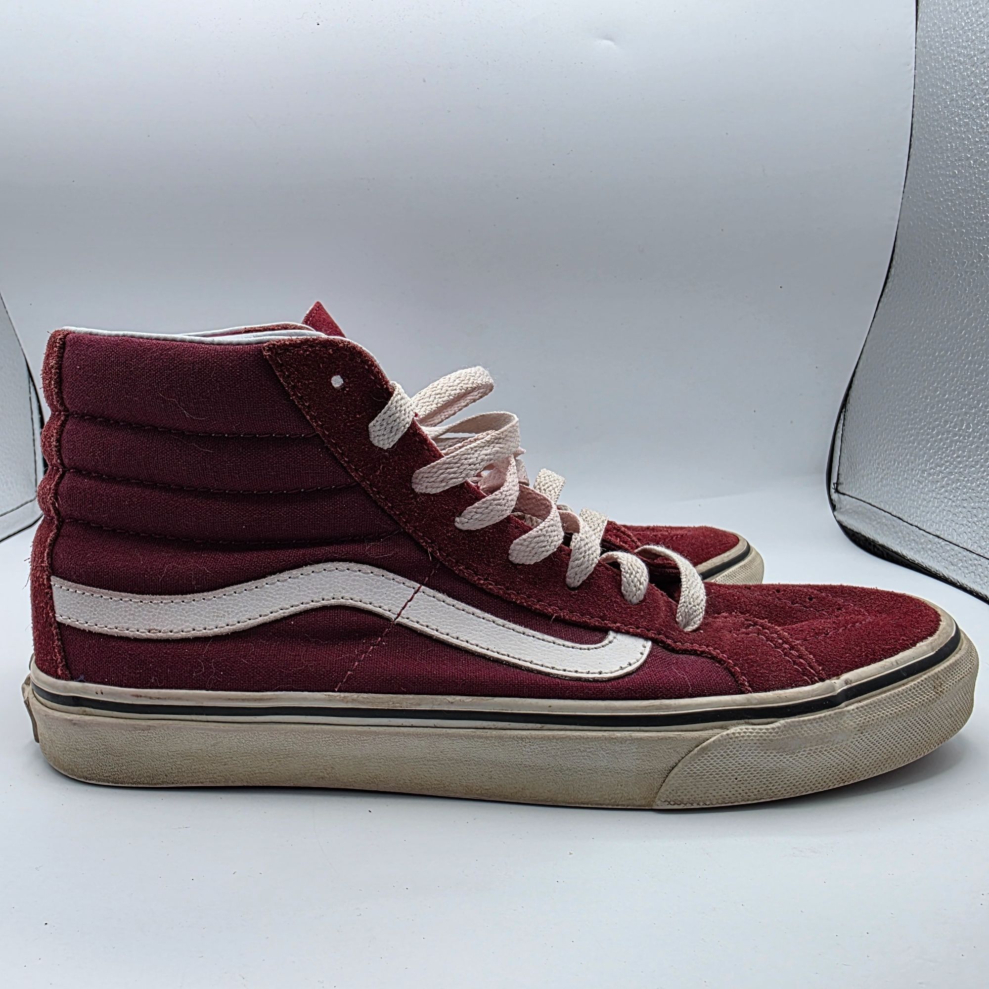 Vans Vans Sk8 Hi Womens Size 9.5 Maroon White HighTop Sneaker Sho Size US 9.5 / IT 39.5 - 12 Thumbnail