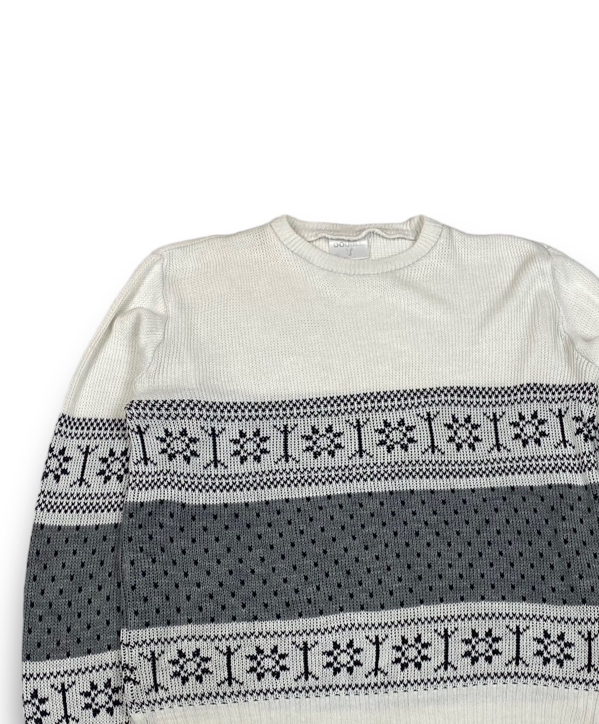 Vintage Vintage DOUBLE T White Grey Pattern Sweater M737 Size US L / EU 52-54 / 3 - 3 Thumbnail