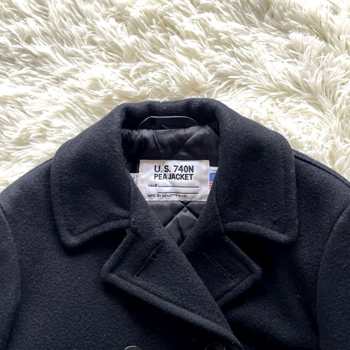 Schott Schott U.S. 740N Pea Coat Jacket Blouson Men Size 14 Black - Coat Size US L / EU 52-54 / 3 - 5 Thumbnail