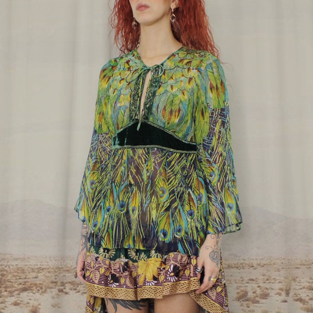 Other 🦚PEACOCK BLOUSE🦚 Size L / US 10 / IT 46 - 2 Thumbnail