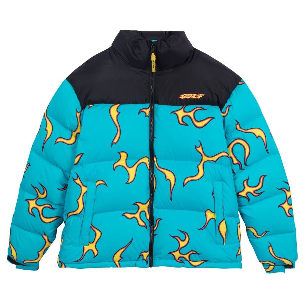 image of Golf Wang Blue Flame Puffer Jacket By Tyler The Creator, Men's (Size XL)