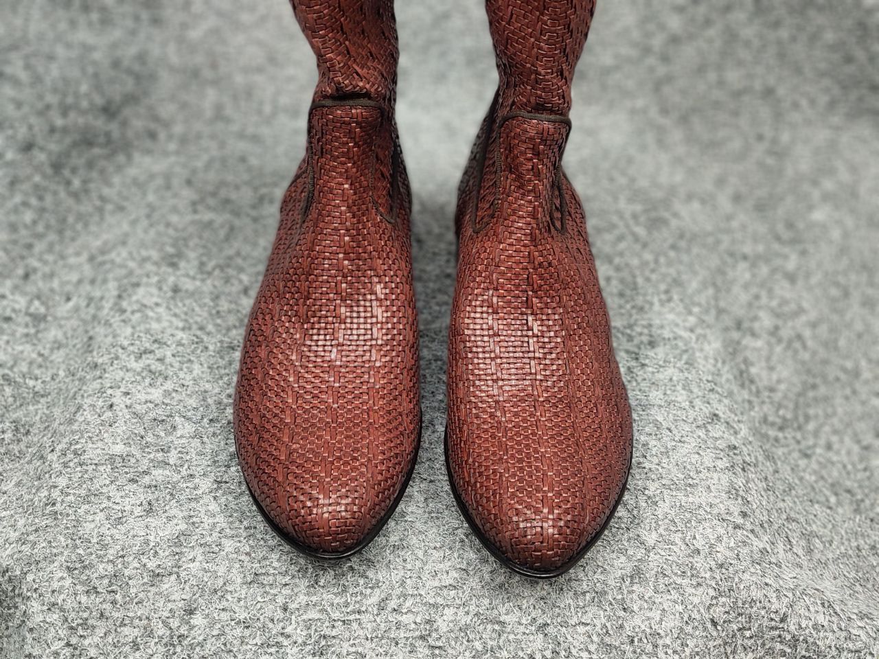 RoccoP Rocco P. Braided leather High Round Toe Riding Tall Boots Size US 6.5 / IT 36.5 - 9 Thumbnail