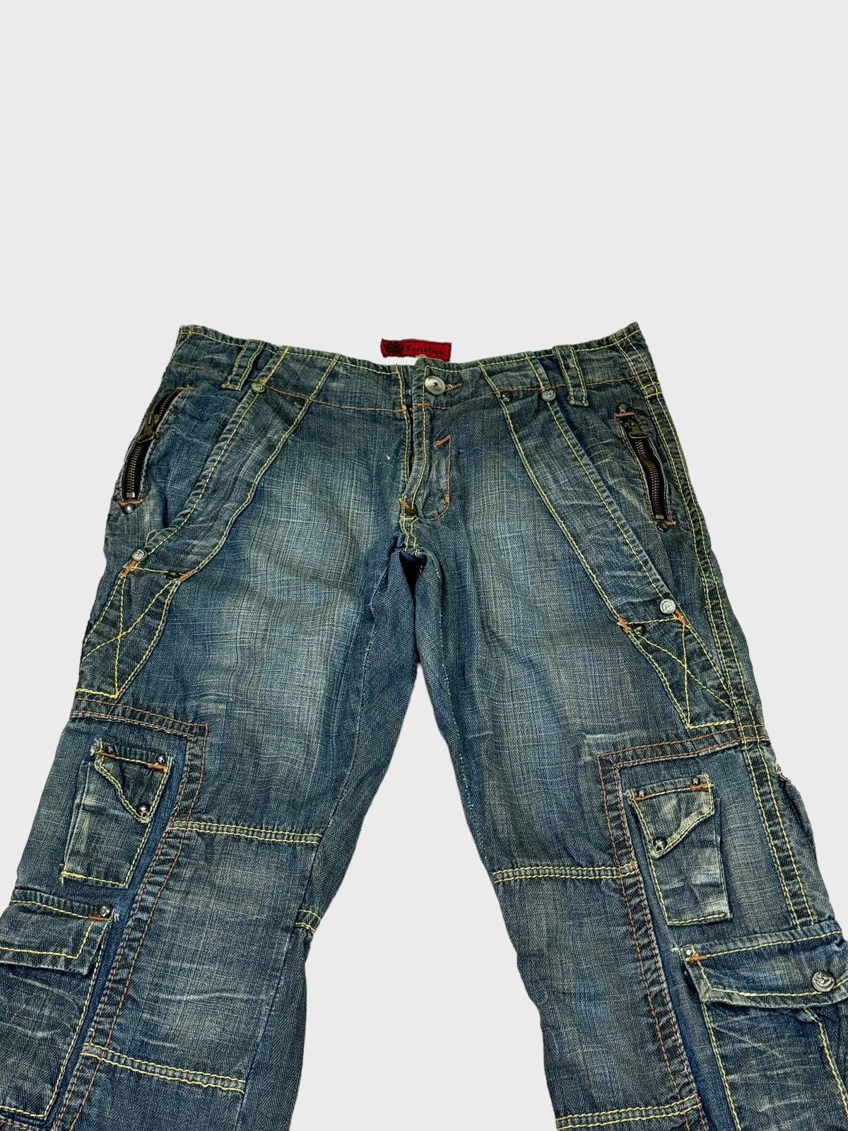 Japanese Brand EVOLUTION CARGO MULTIPOCKET DISTRESSED DENIM Size US 31 - 3 Thumbnail