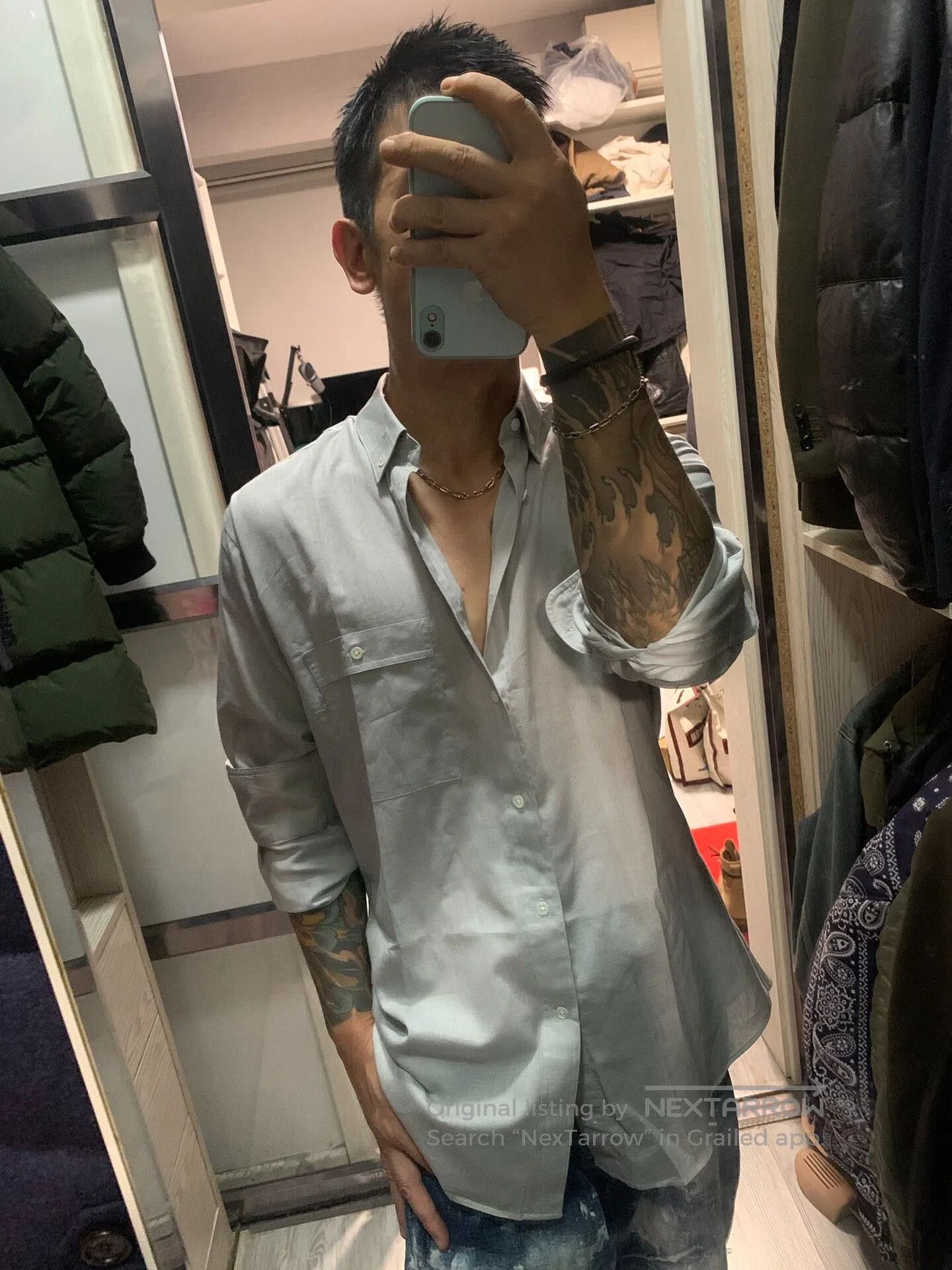 Giorgio Armani Giorgio Armani Cotton Linen Blend Long Sleeve Shirt. Size US M / EU 48-50 / 2 - 8 Thumbnail