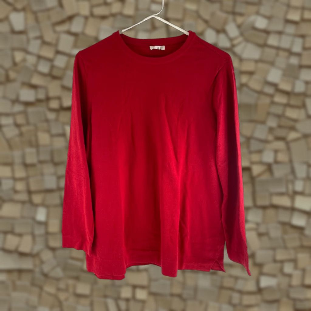 J. Jill J. Jill Sweater Women's Medium Solid Red Pullover Crew Neck Long Sleeve Cotton, Viscose, Nylon Modern Outdoor Breathable Shirt Size M / US 6-8 / IT 42-44 - 1 Thumbnail