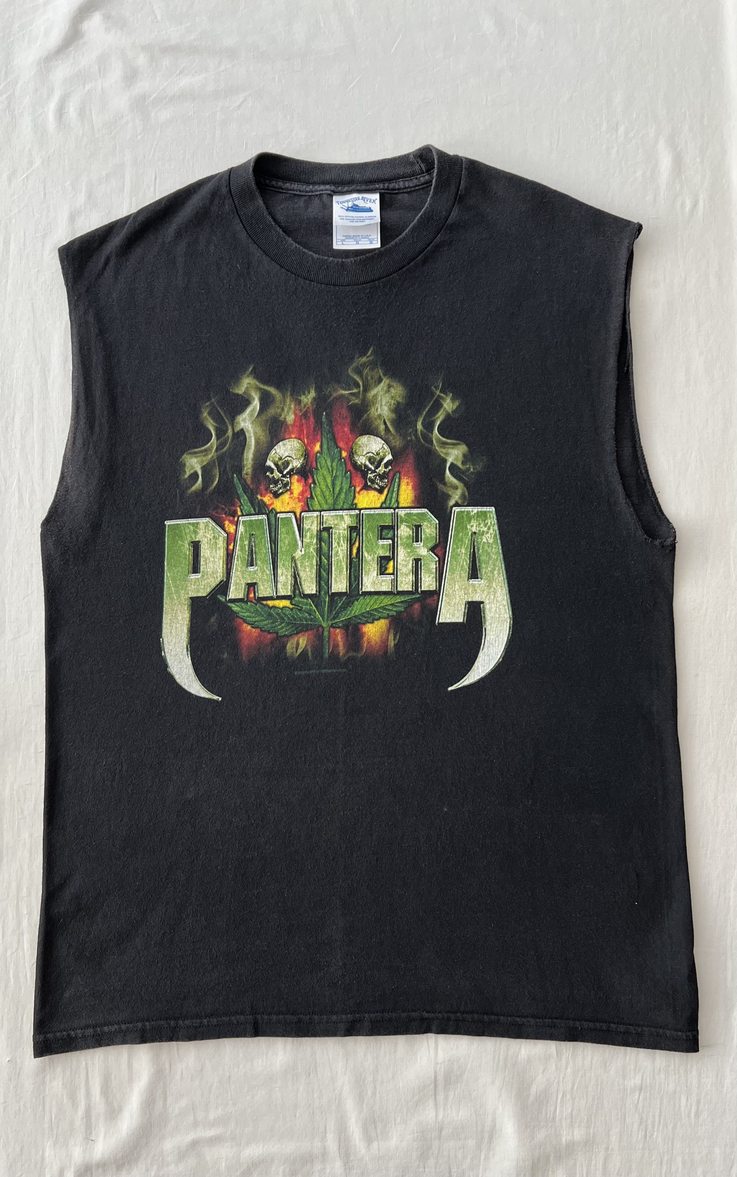 Band Tees Vintage 2002 Pantera Marijuana Skull & Weed Black Sleeveless Size US L / EU 52-54 / 3 - 8 Thumbnail