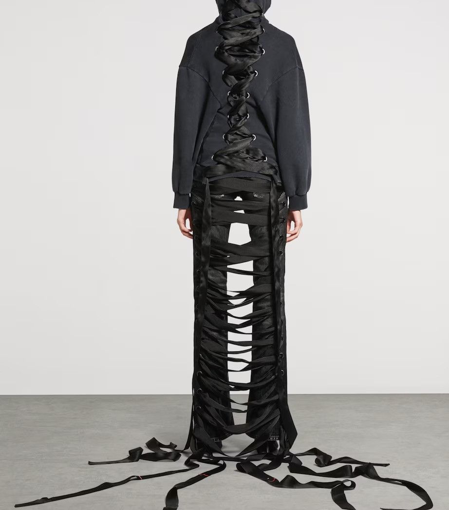 Balenciaga o1tr1nto0526 Lace-Up Zip-Up Hoodie in Faded Black Size L / US 10 / IT 46 - 5 Thumbnail